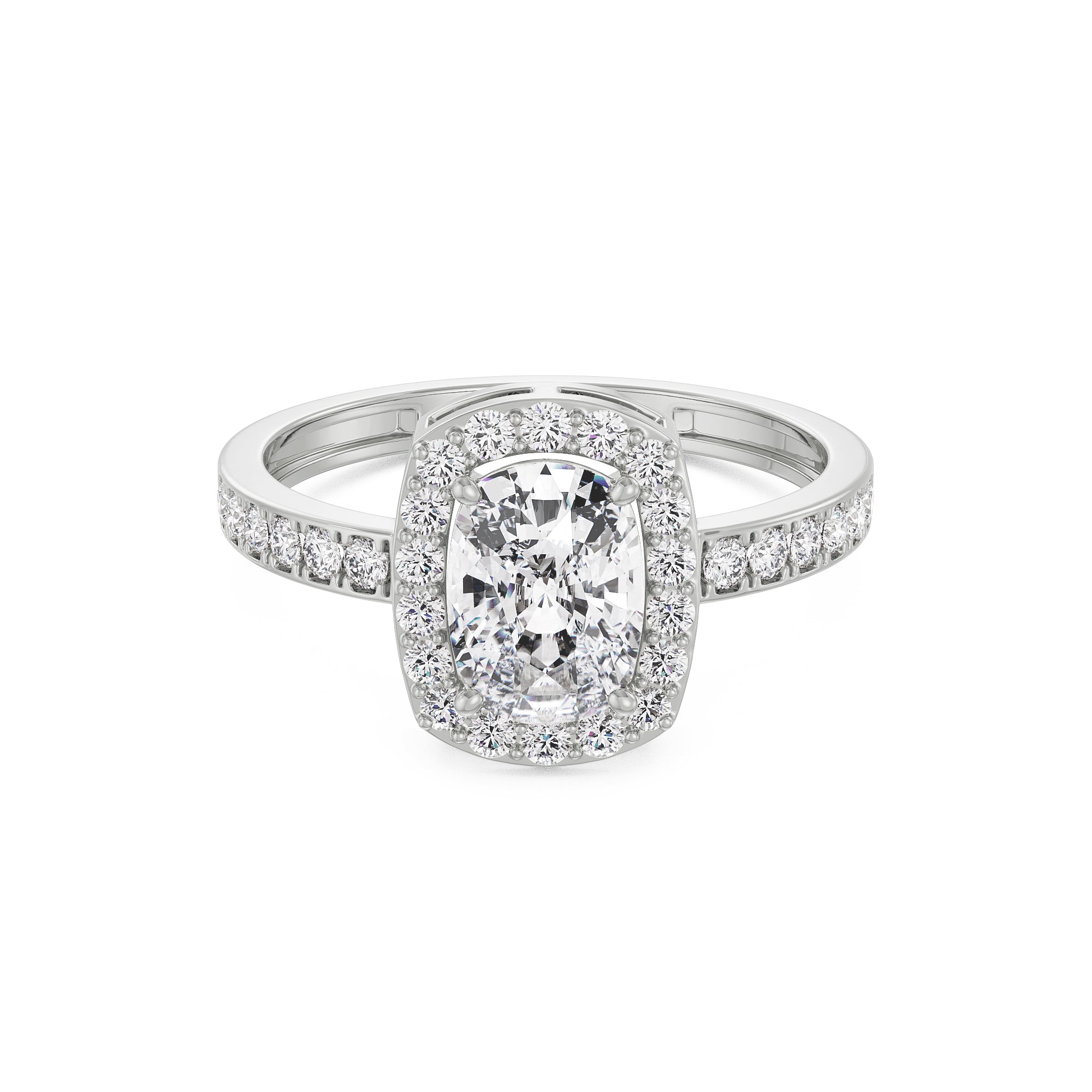 Exquisite Cushion Sparkle Ring Front View
