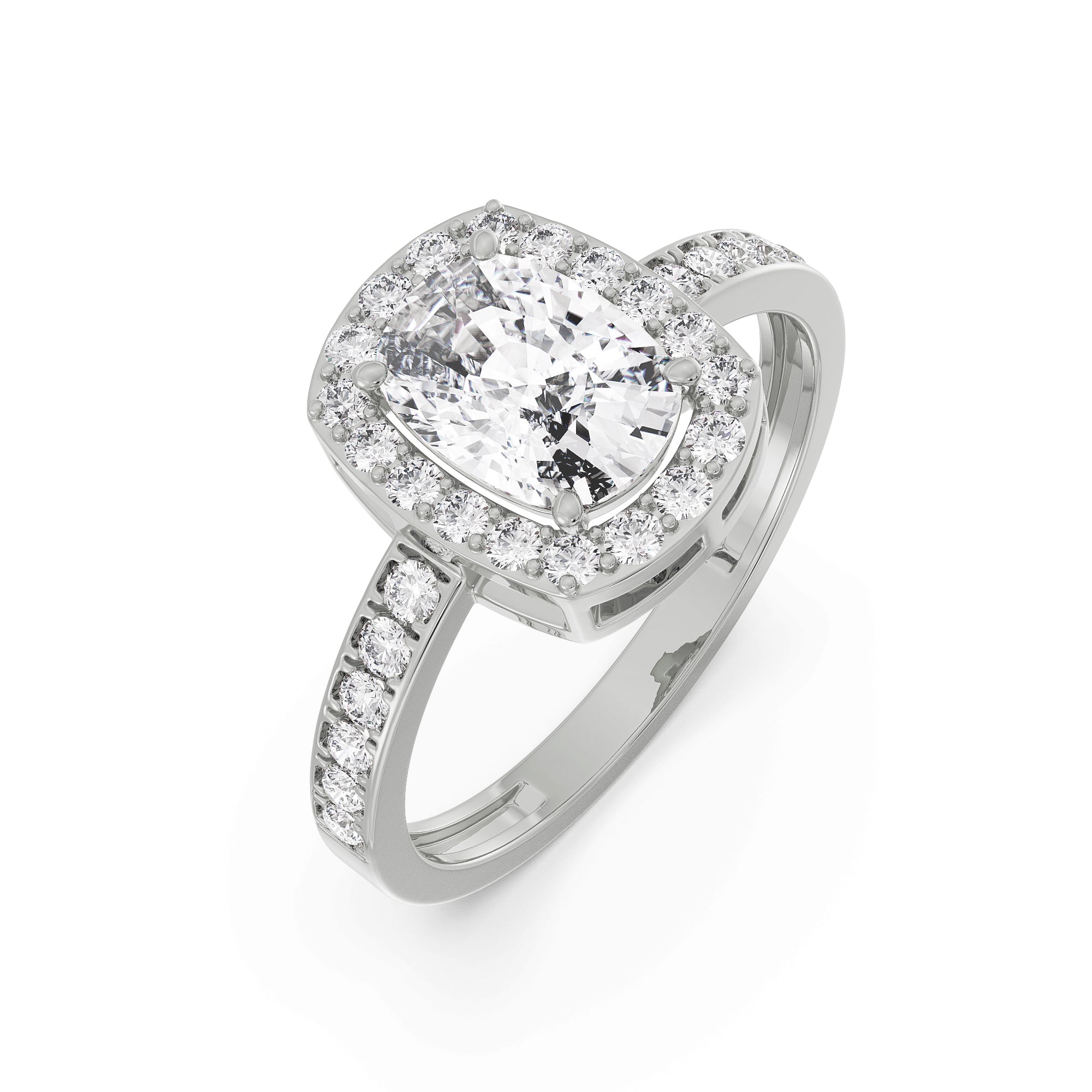 Exquisite Cushion Sparkle Ring Top View