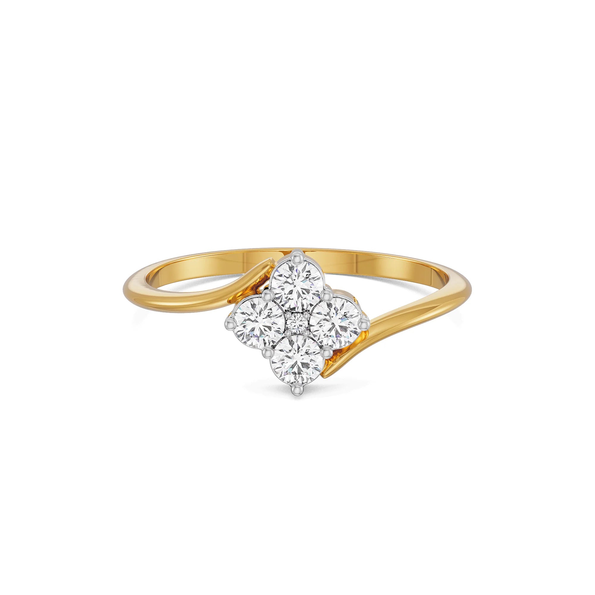 Fourfold Sparkle Ring Front View in 9KT