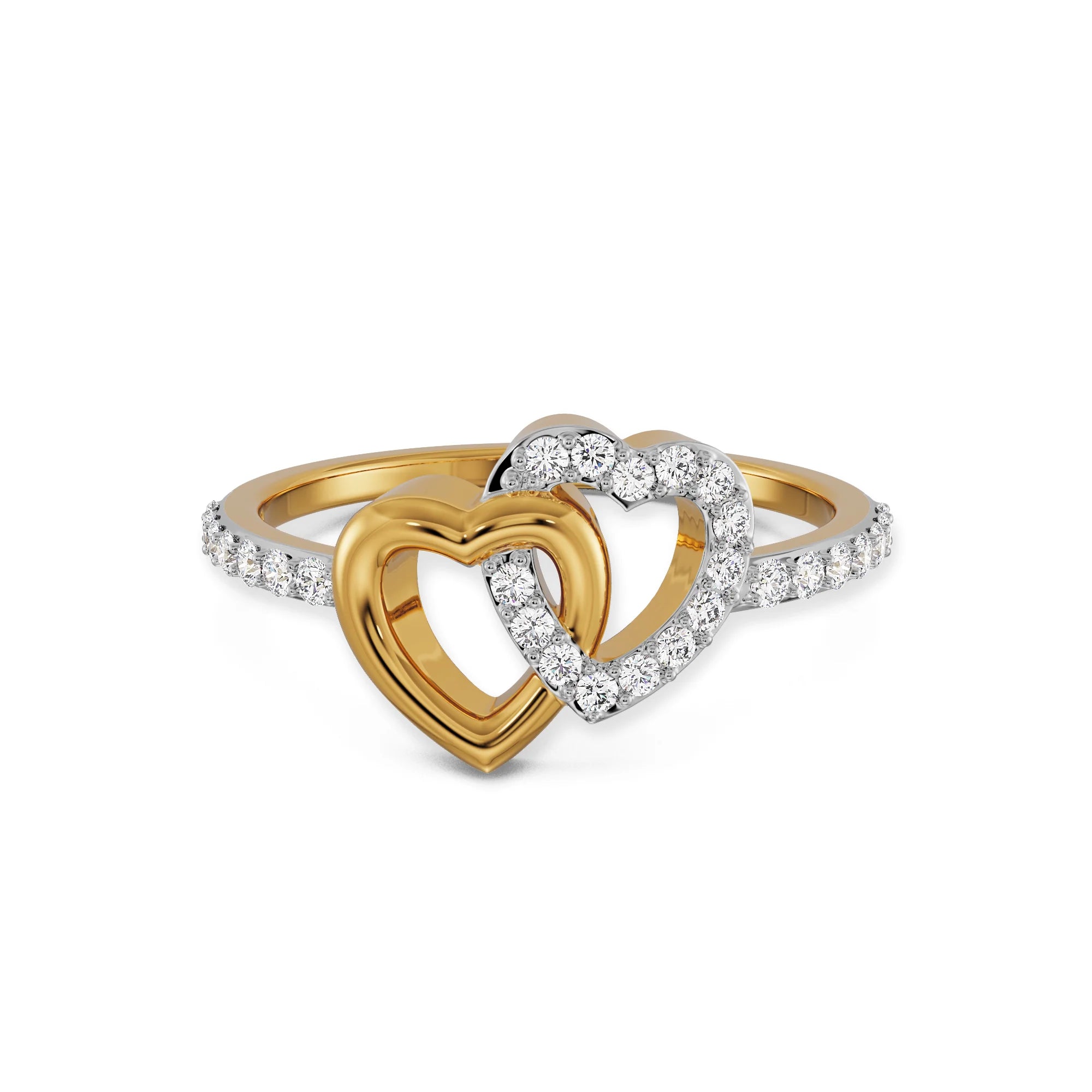 Harmony of Heart Diamond Ring Front View in 9KT