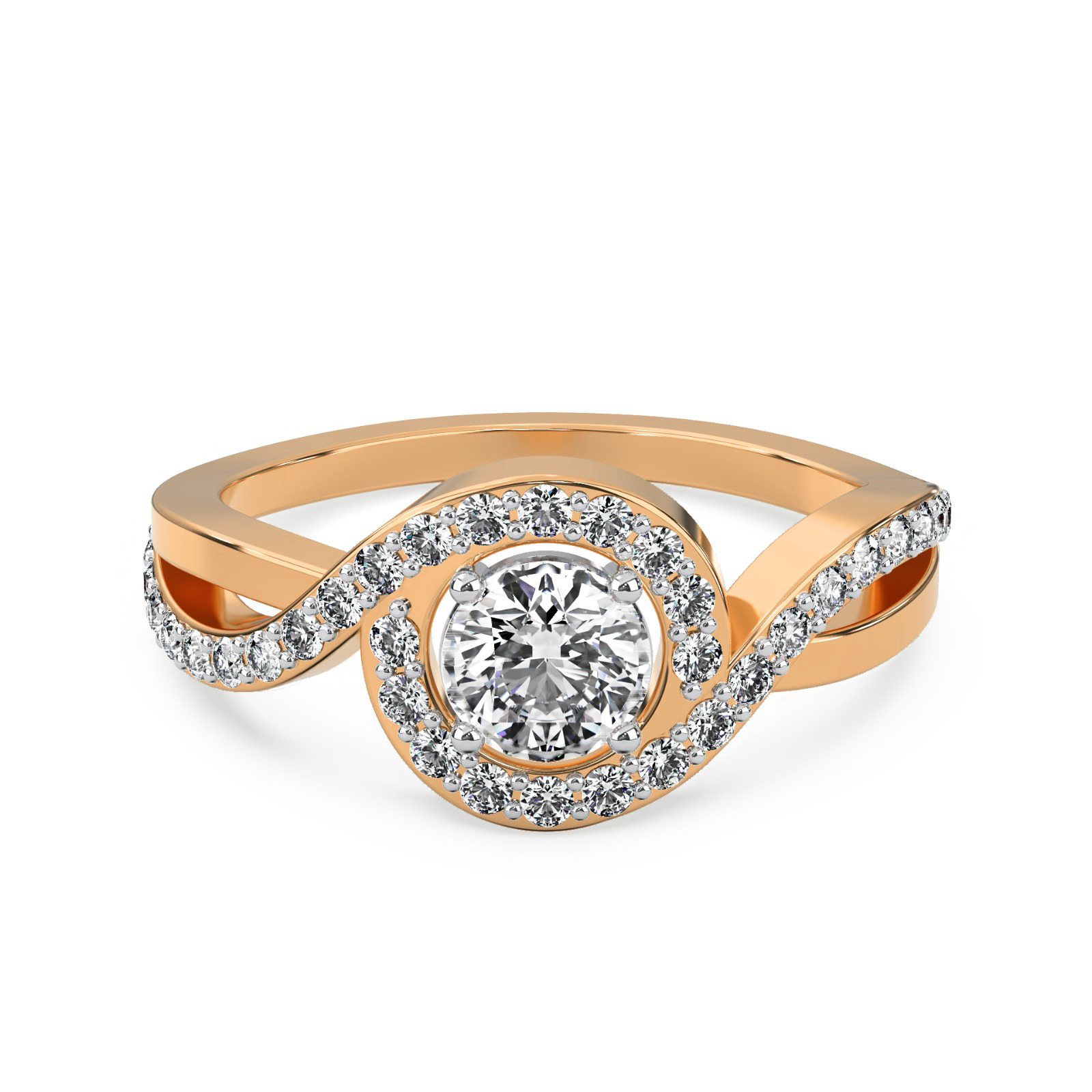 Infinity Solitaire Ring Front View in 9KT