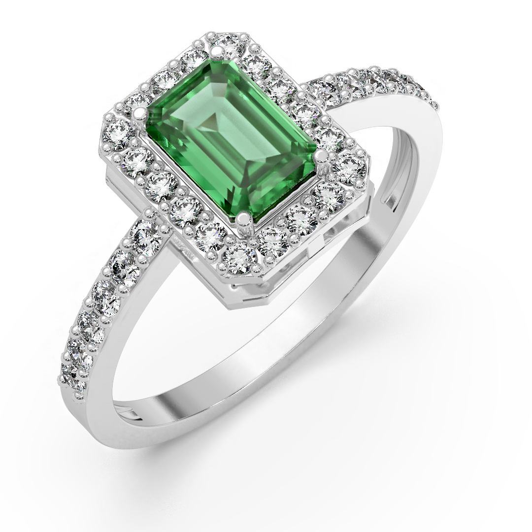 Vintage Emerald Diamond Ring Top View