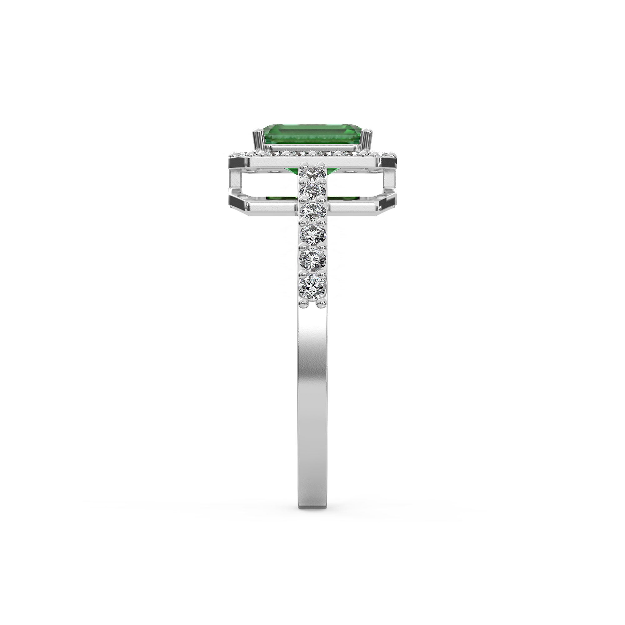 Vintage Emerald Diamond Ring Side View