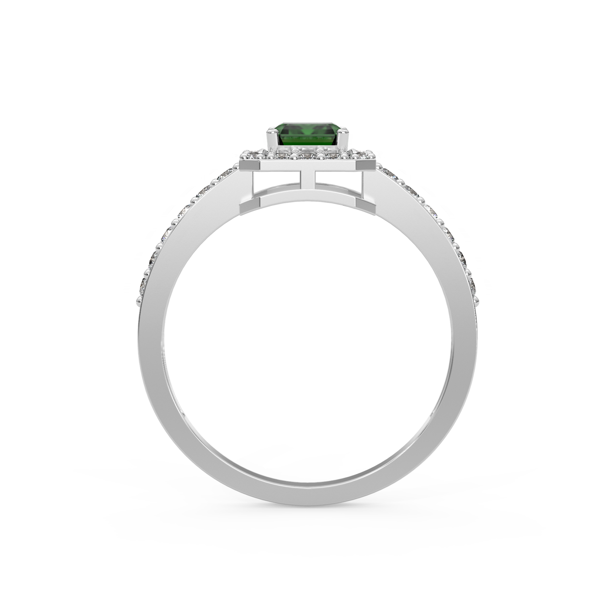 Vintage Emerald Diamond Ring Back View