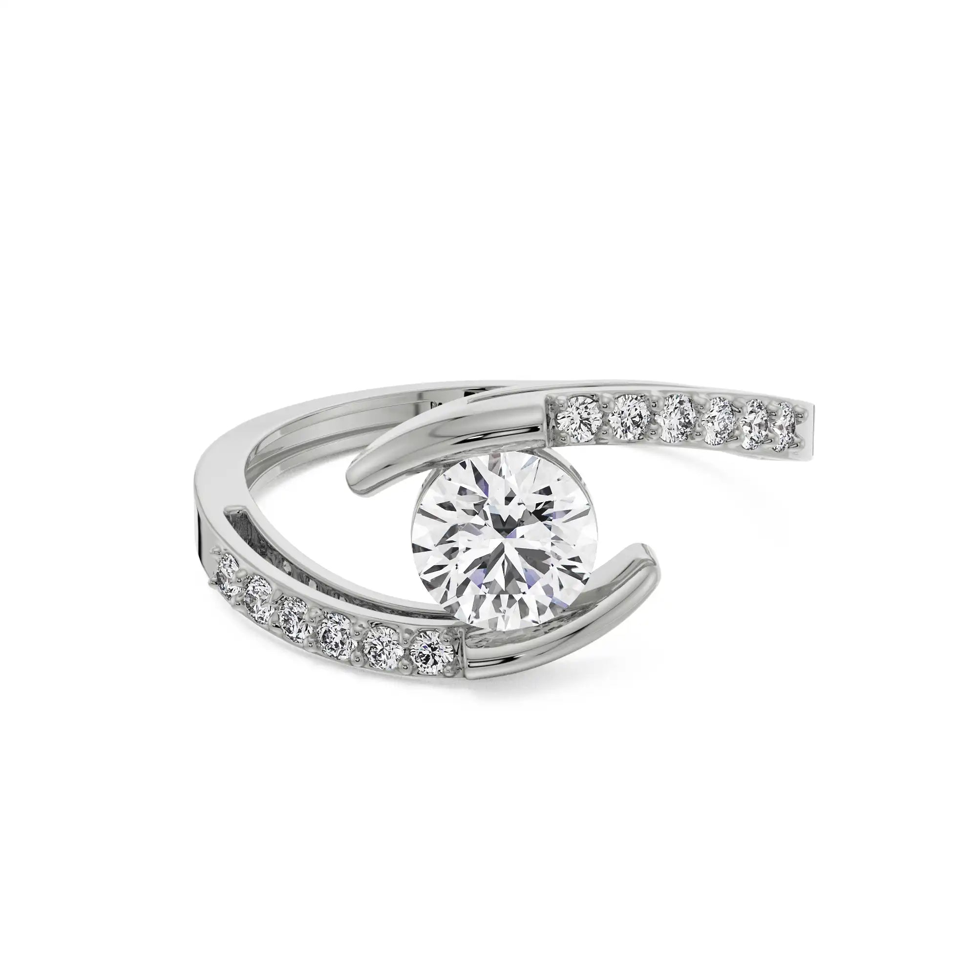Round Solitaire Diamond Ring Front view in 9KT