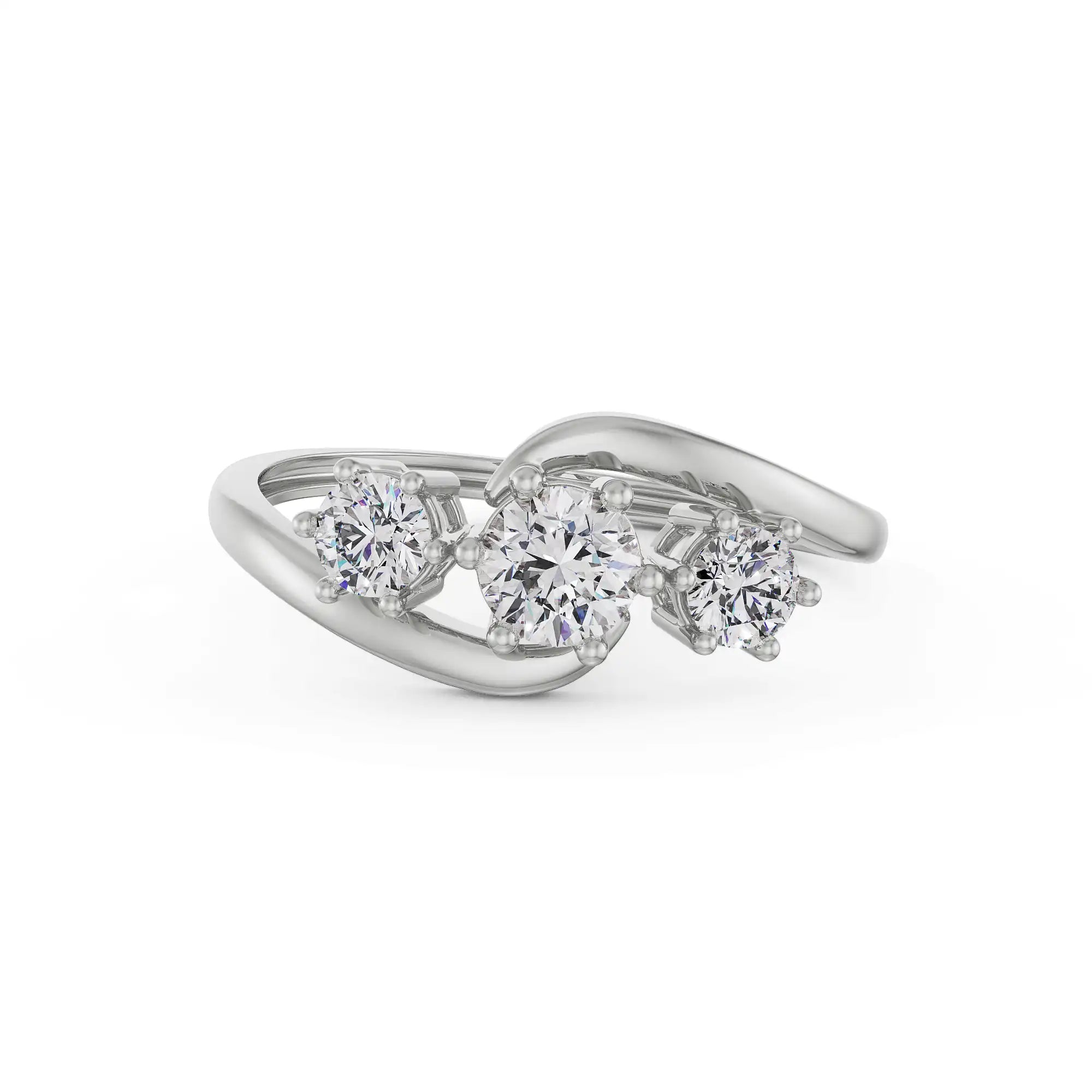 Triple Solitaire Diamond Ring Front View