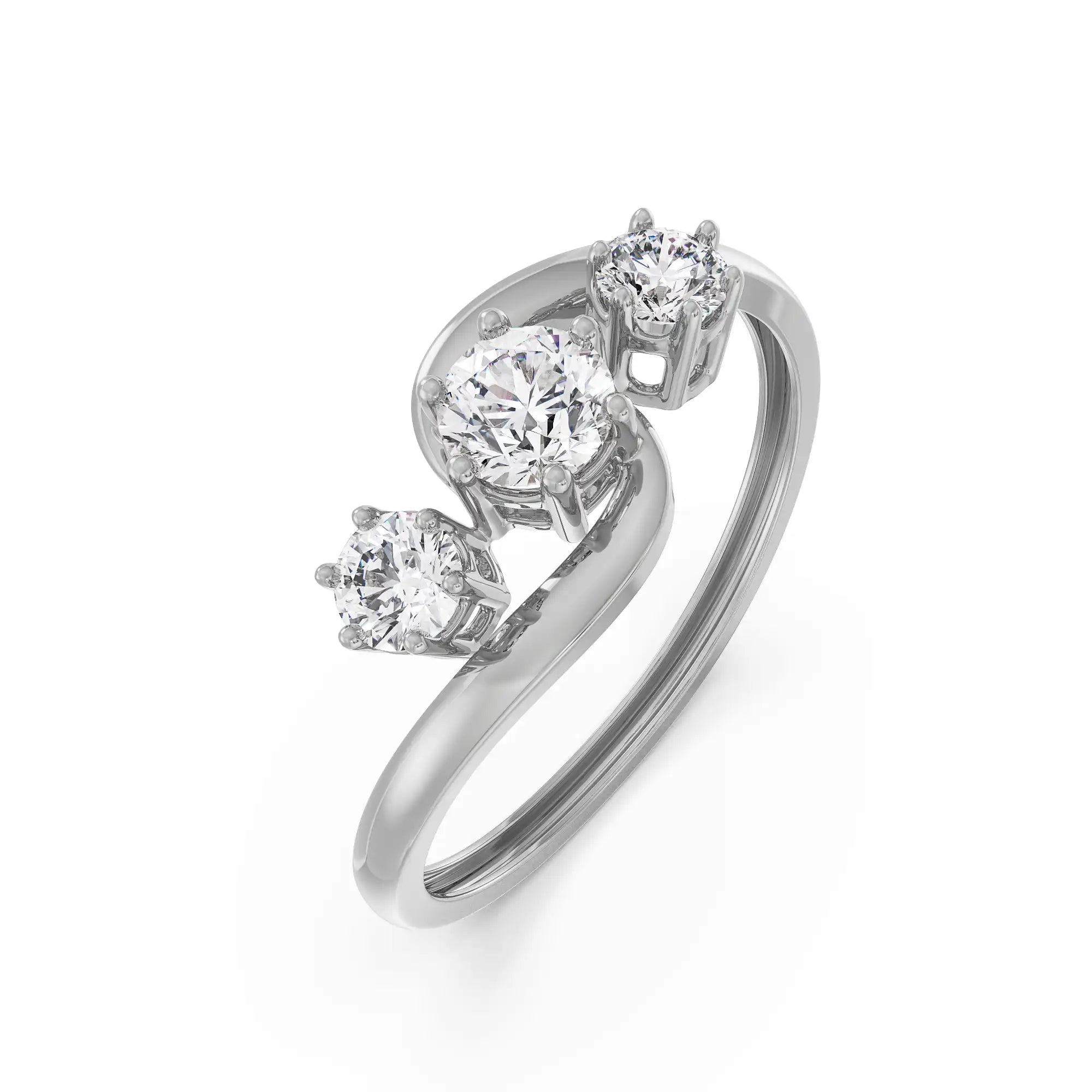 Triple Solitaire Diamond Ring Top View