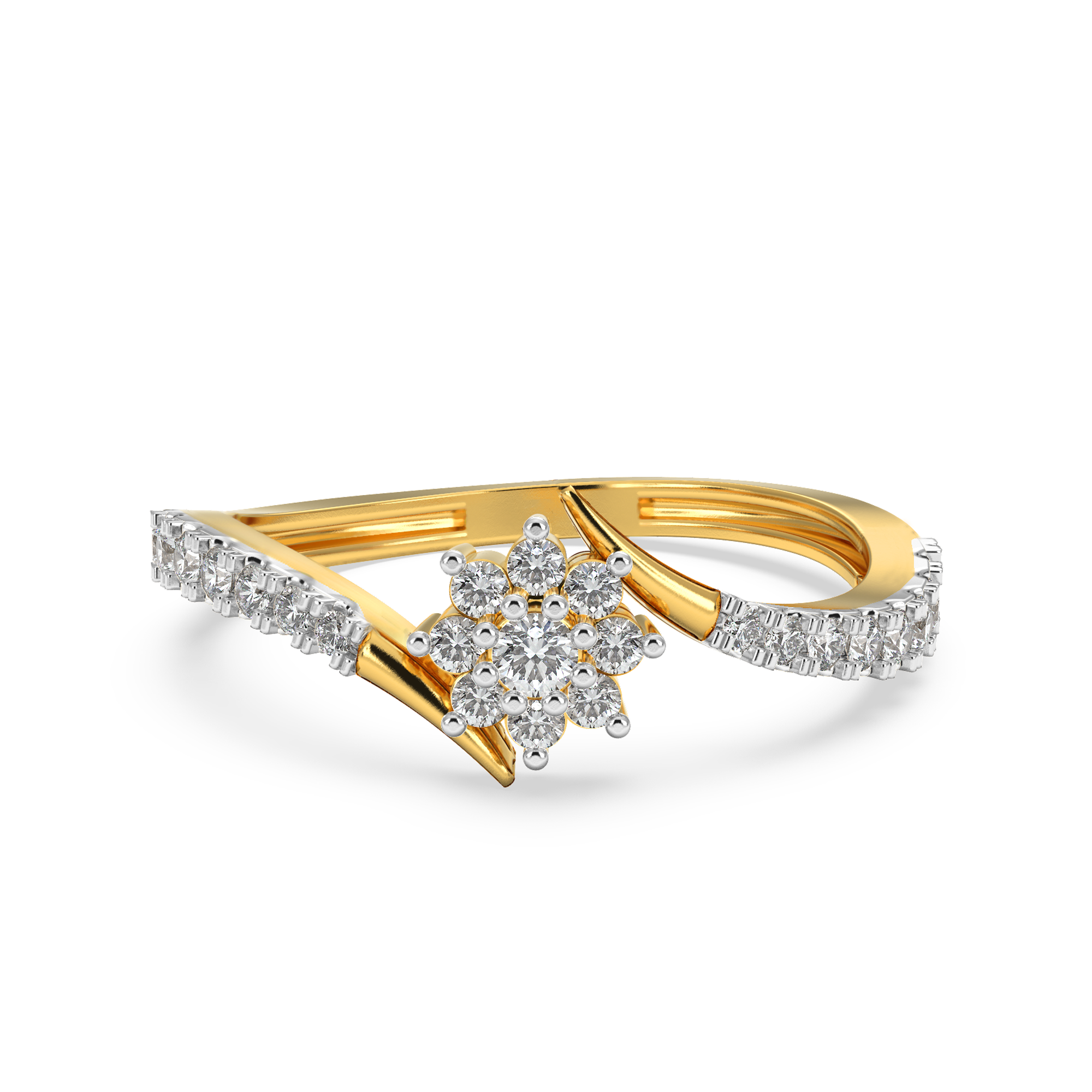 Floral Diamond Cluster Ring Front View