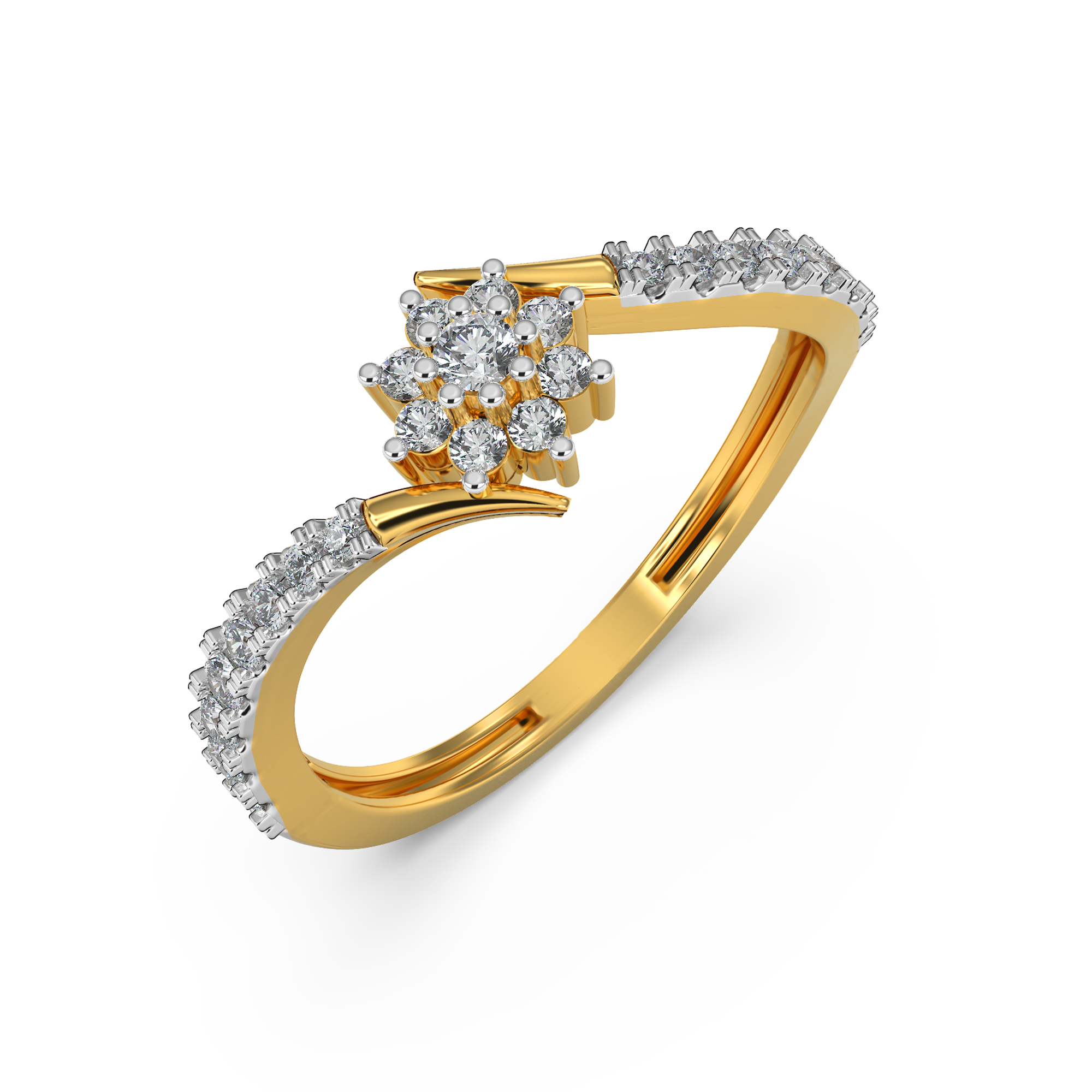 Floral Diamond Cluster Ring Top View