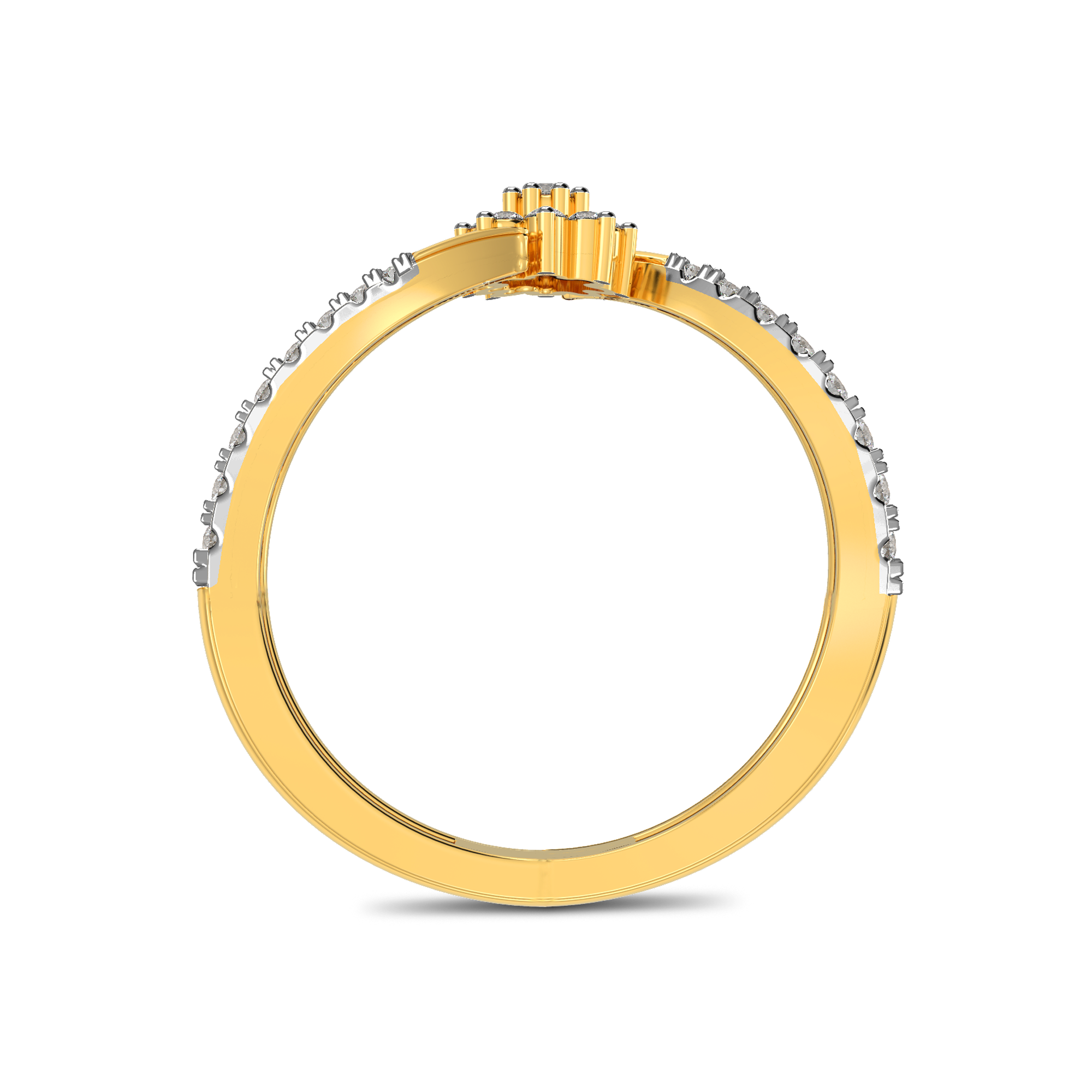 Floral Diamond Cluster Ring Back View in 9KT