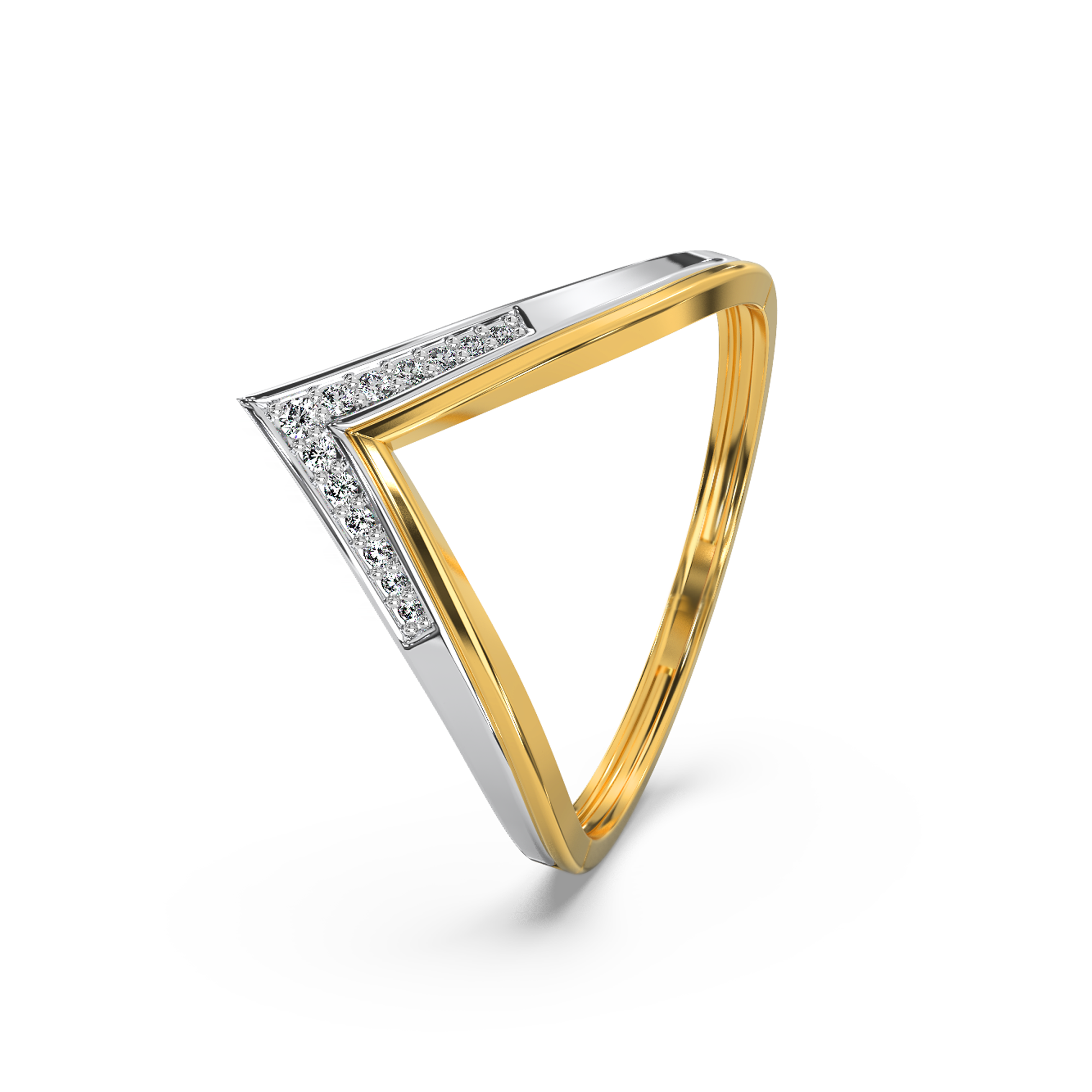 Bold V-Accent Diamond Ring Side View