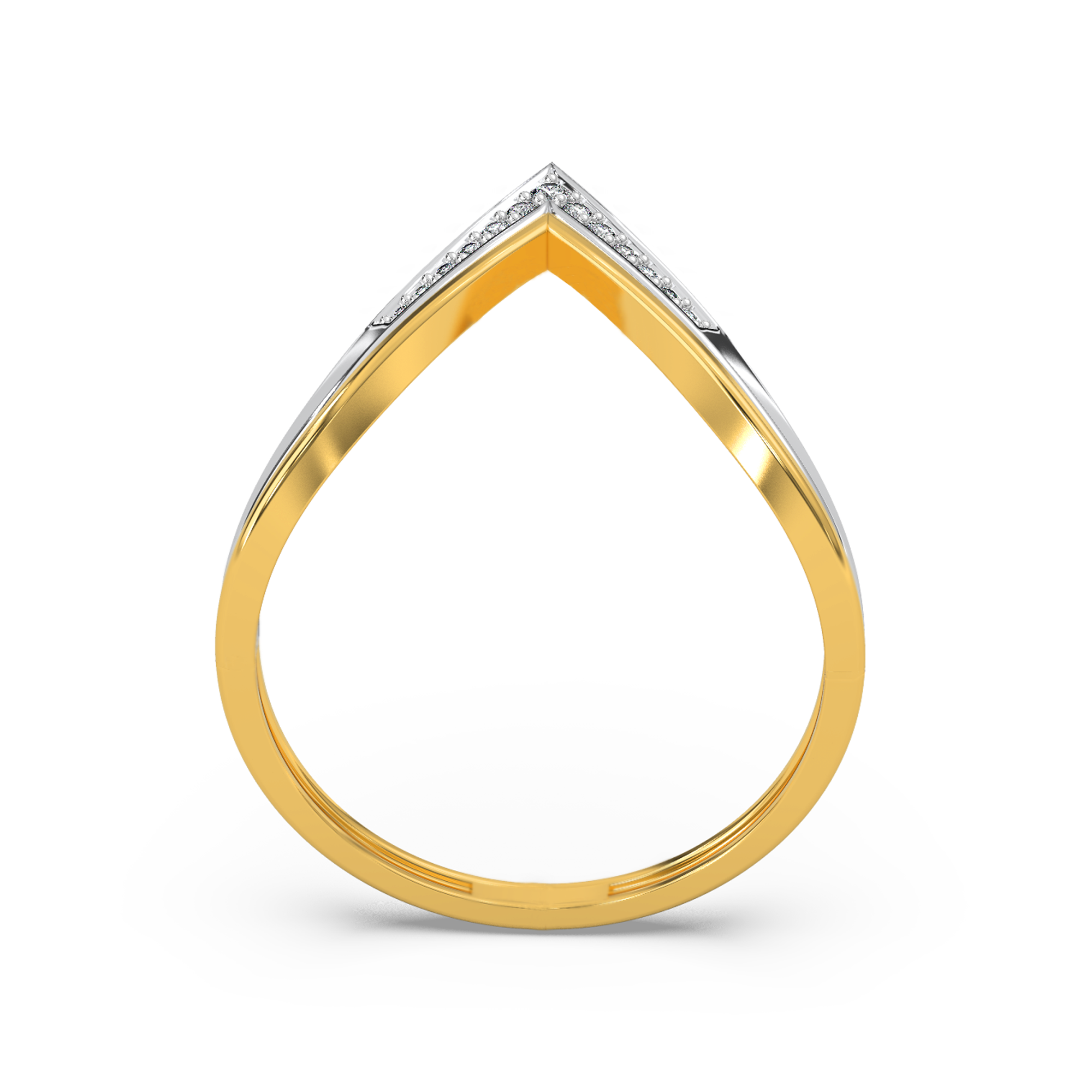 Bold V-Accent Diamond Ring Top View
