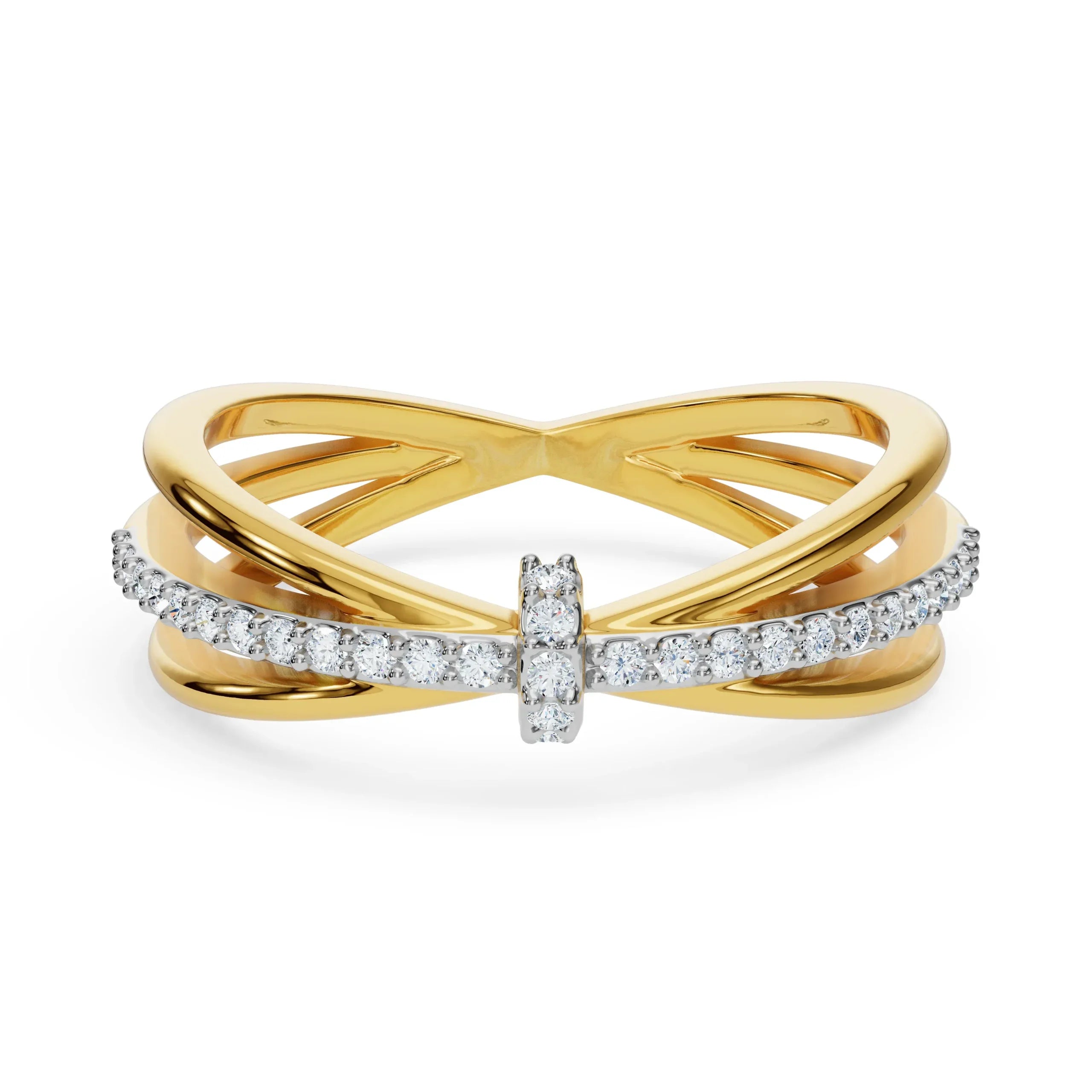 Clyde Knot Diamond Ring Front View in 9KT