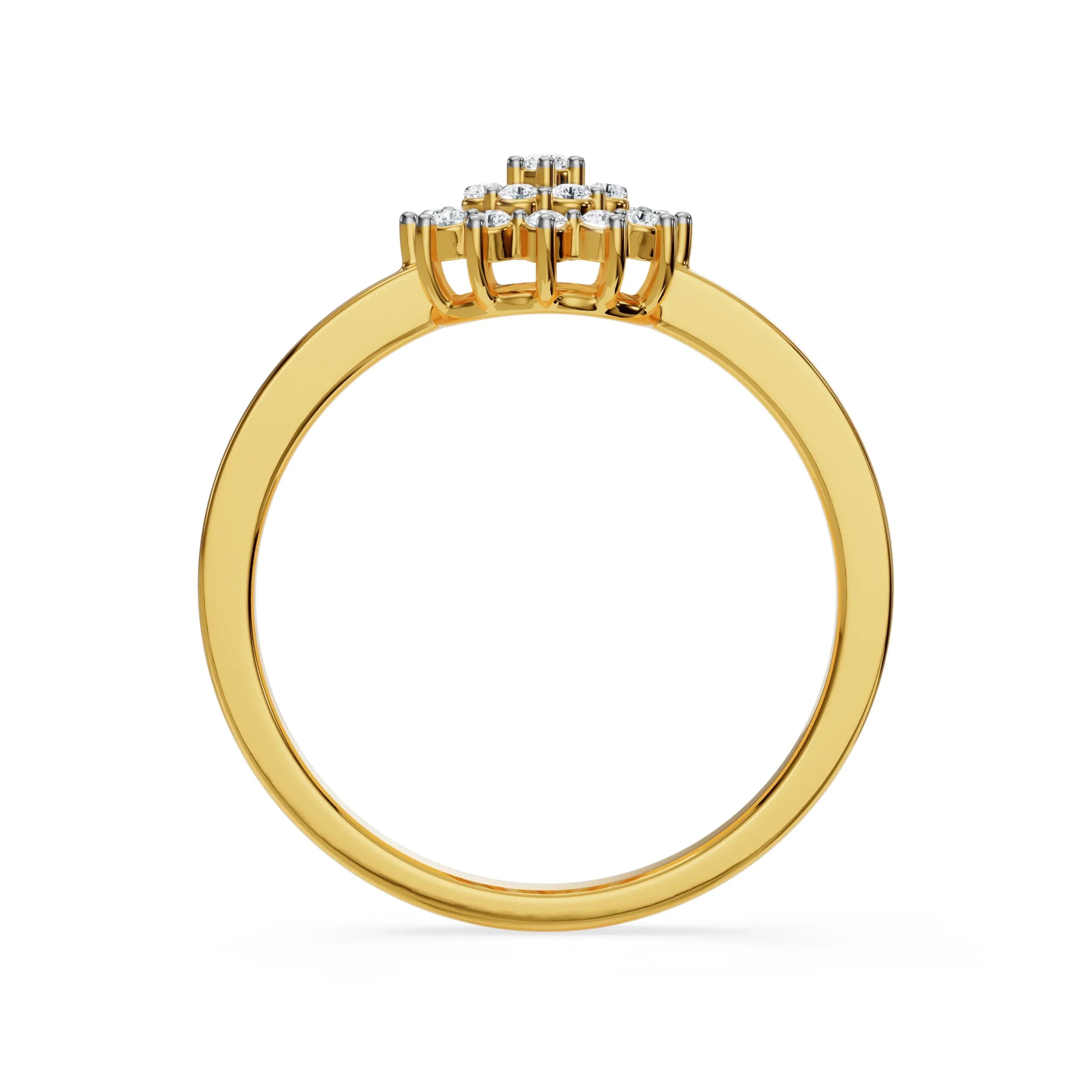 Sunrise Diamond Ring Back View in 9KT