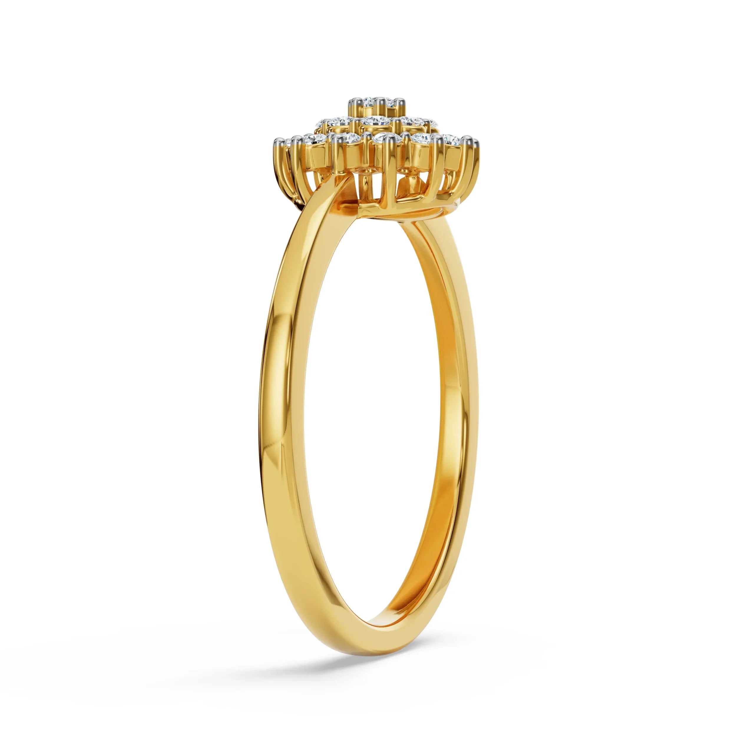 Sunrise Diamond Ring Side View in 9KT