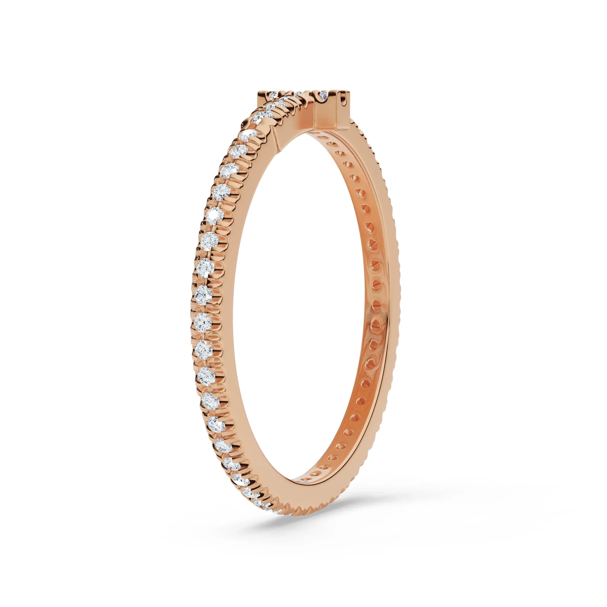 Sleek Narrow Diamond Band Right View in 9KT