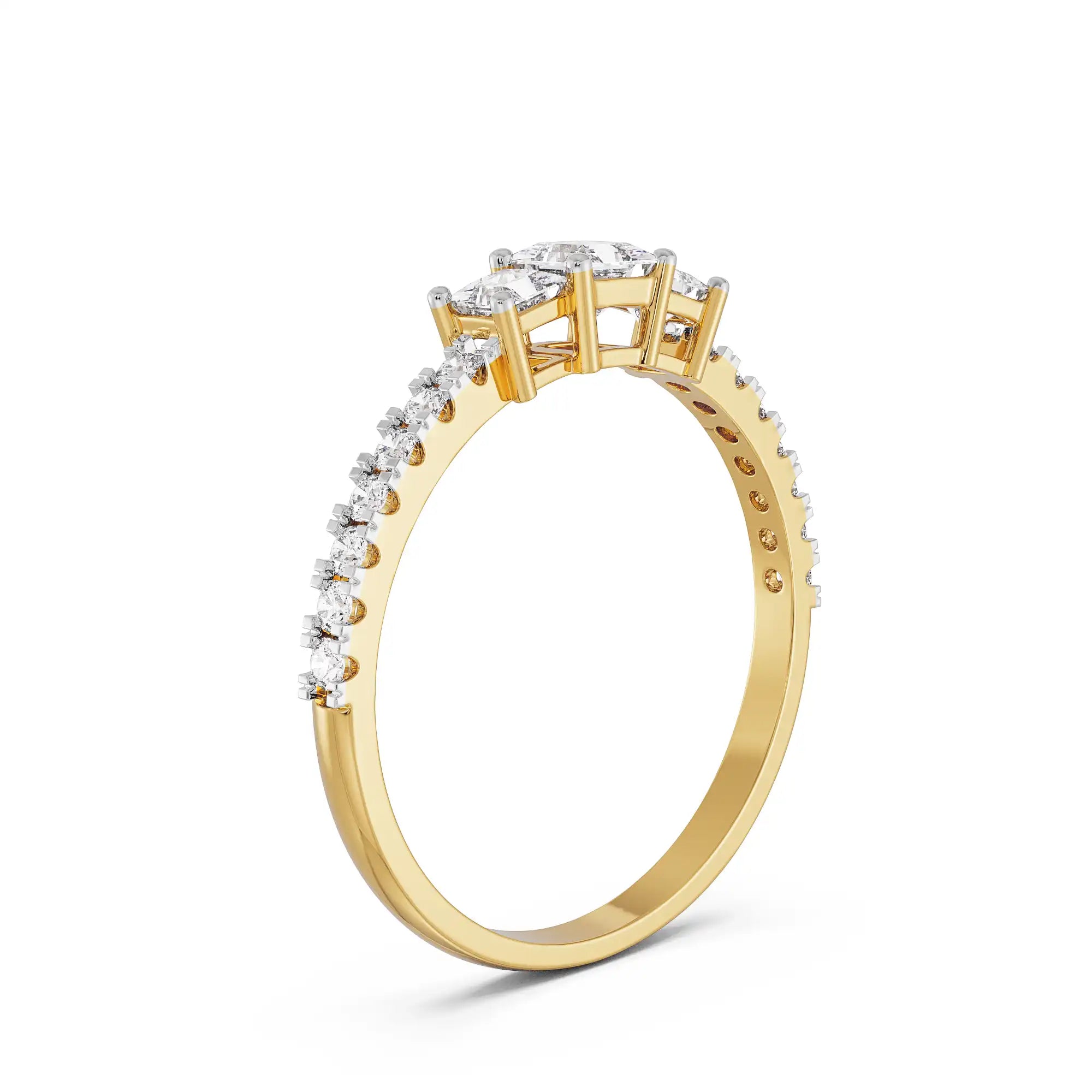 Dazzling Trinity Diamond Ring Back View