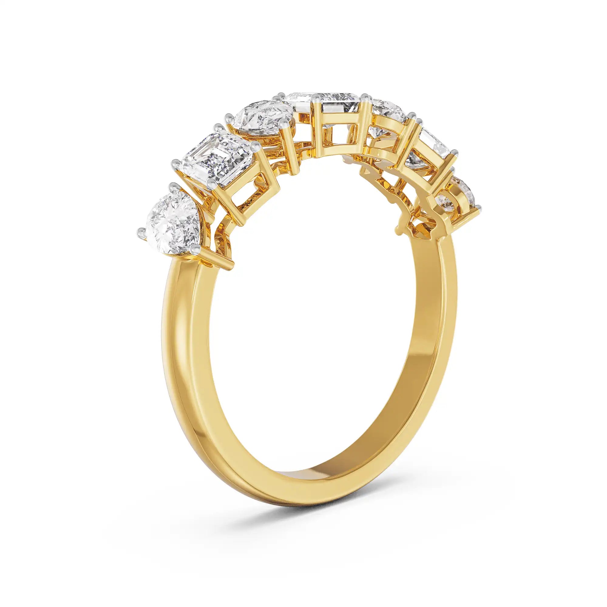 Pear and Emerald Diamond Band Back View