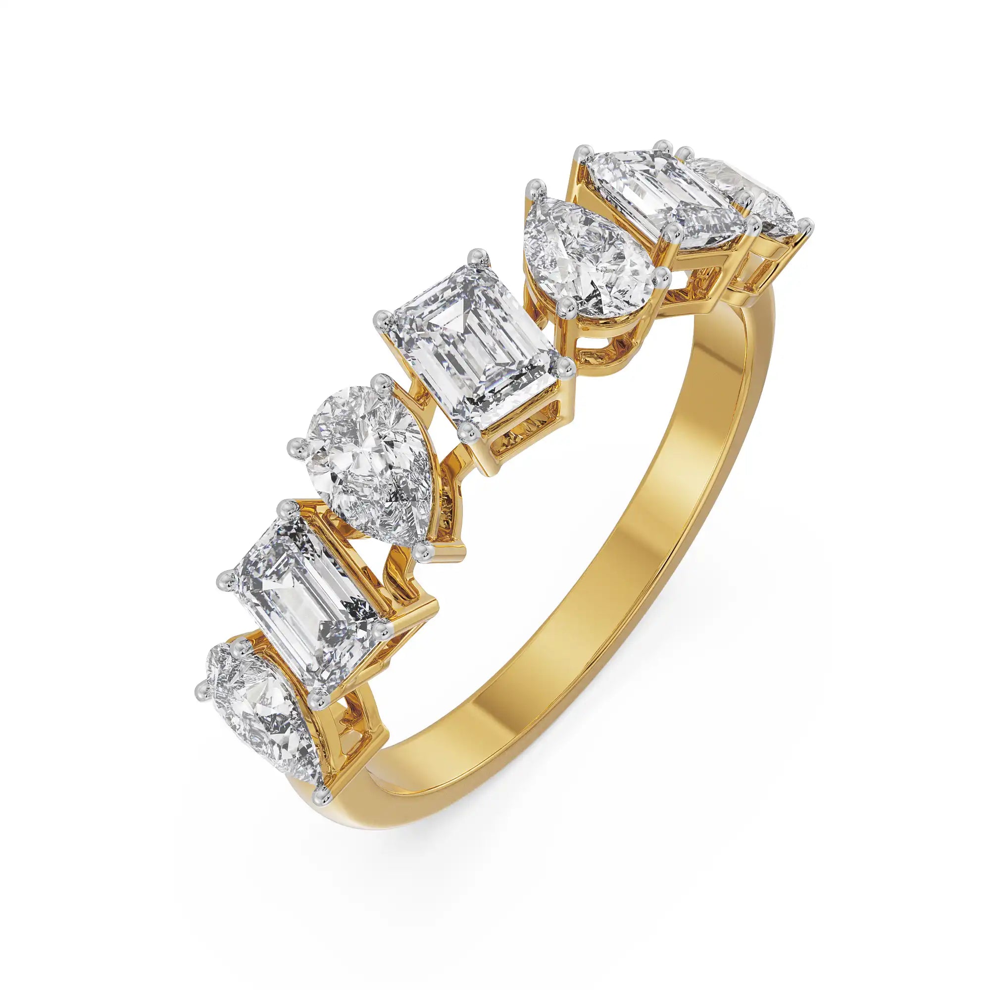 Pear and Emerald Diamond Band Top View