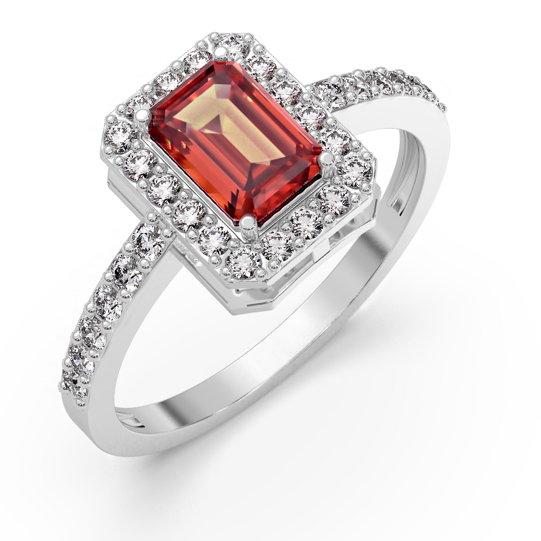 Red Ruby Diamond Ring Top view