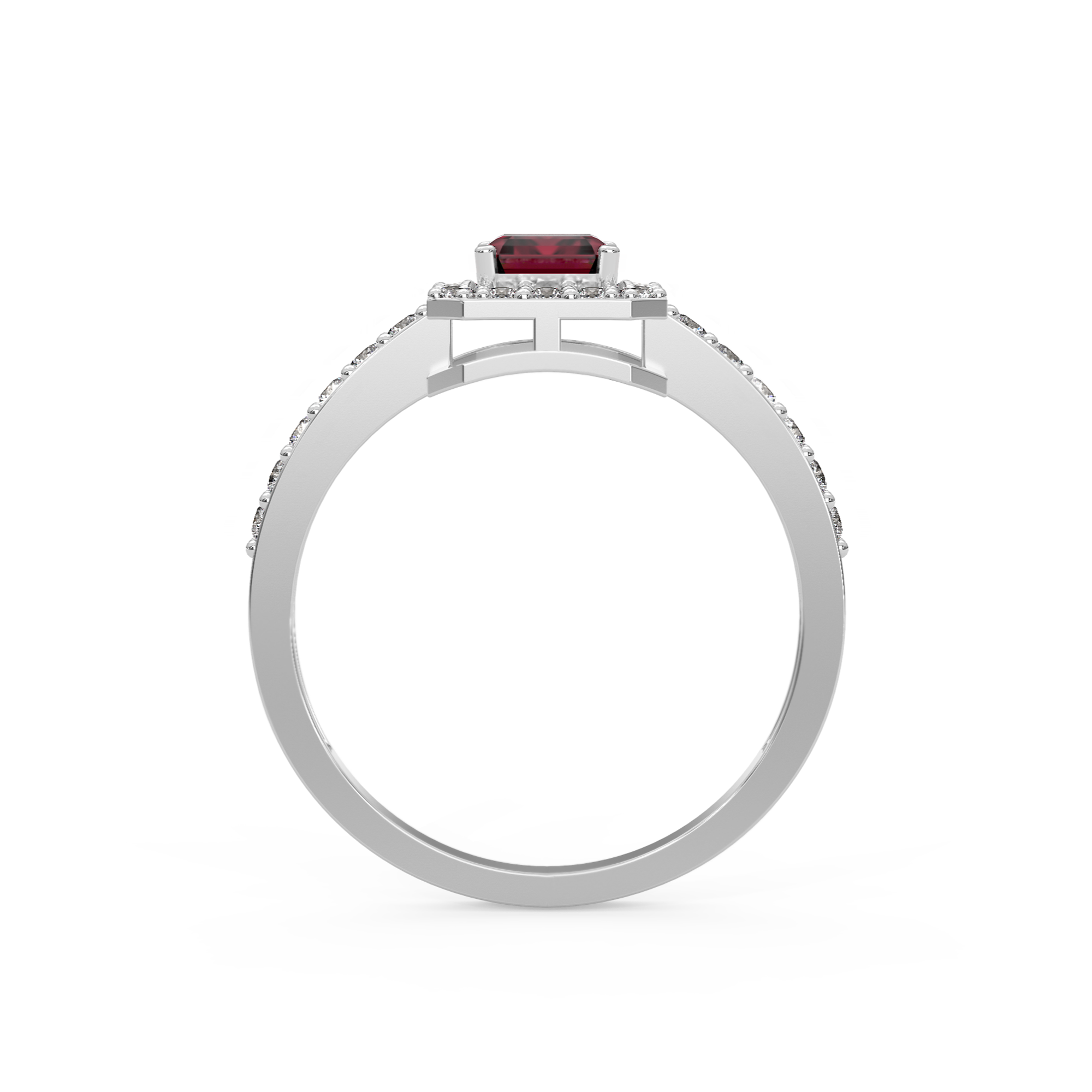 Red Ruby Diamond Ring Back View