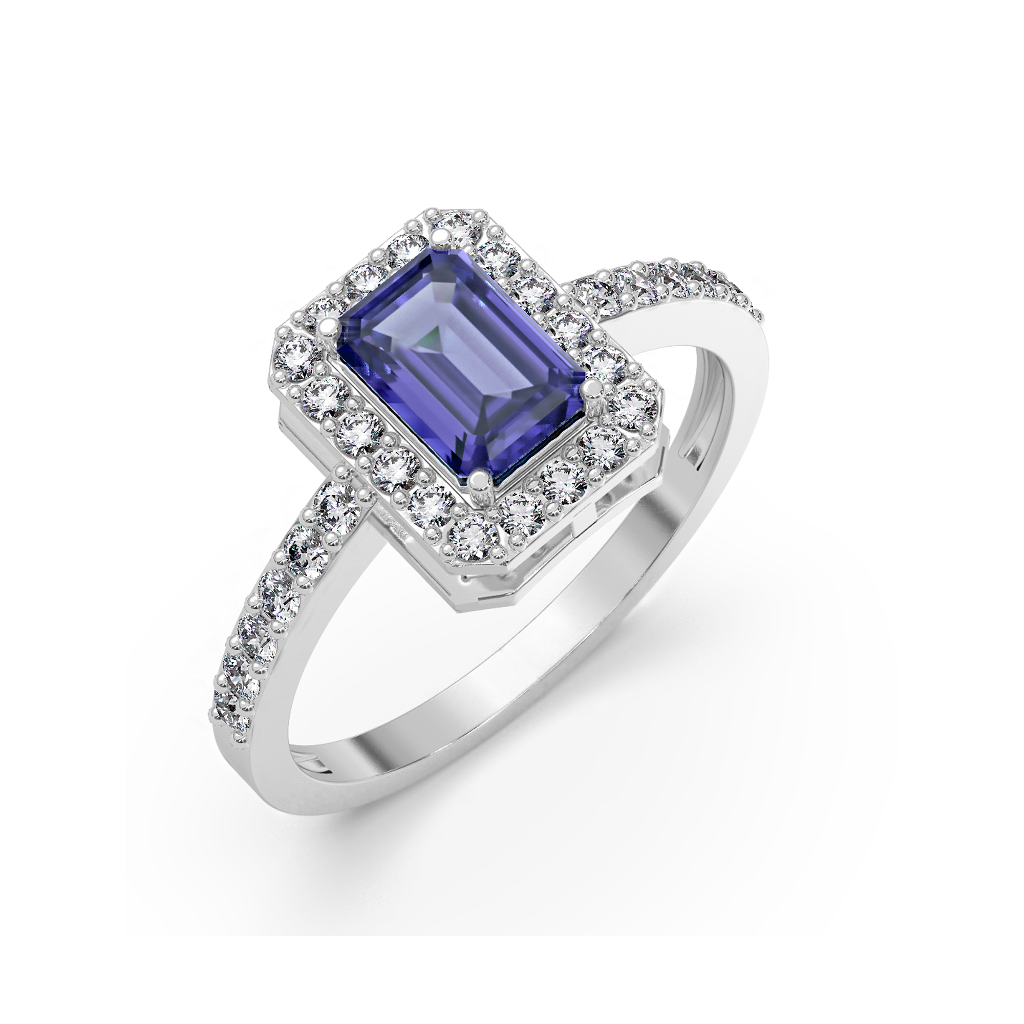 Blue Saphire Diamond Ring Top View