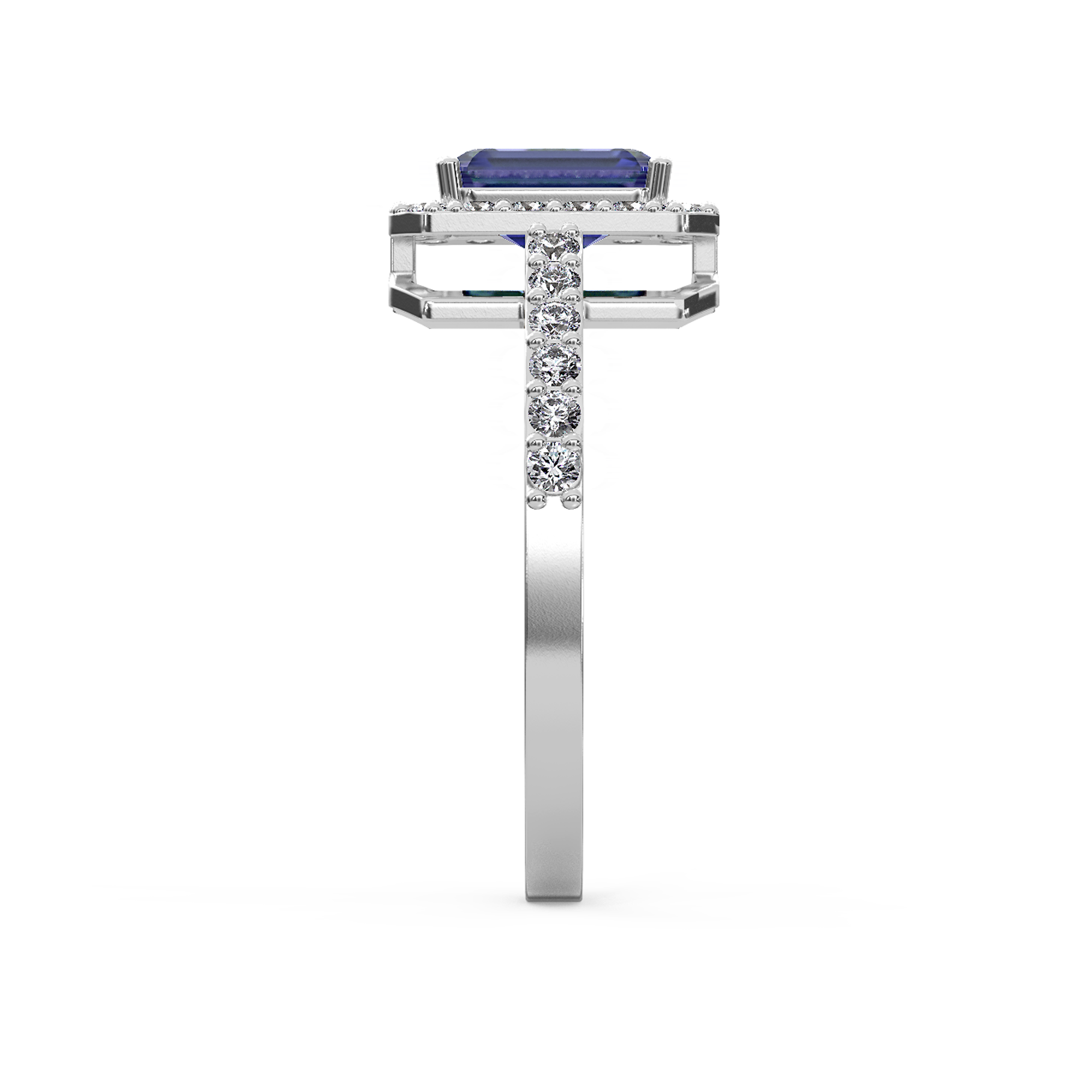 Blue Saphire Diamond Ring Side View