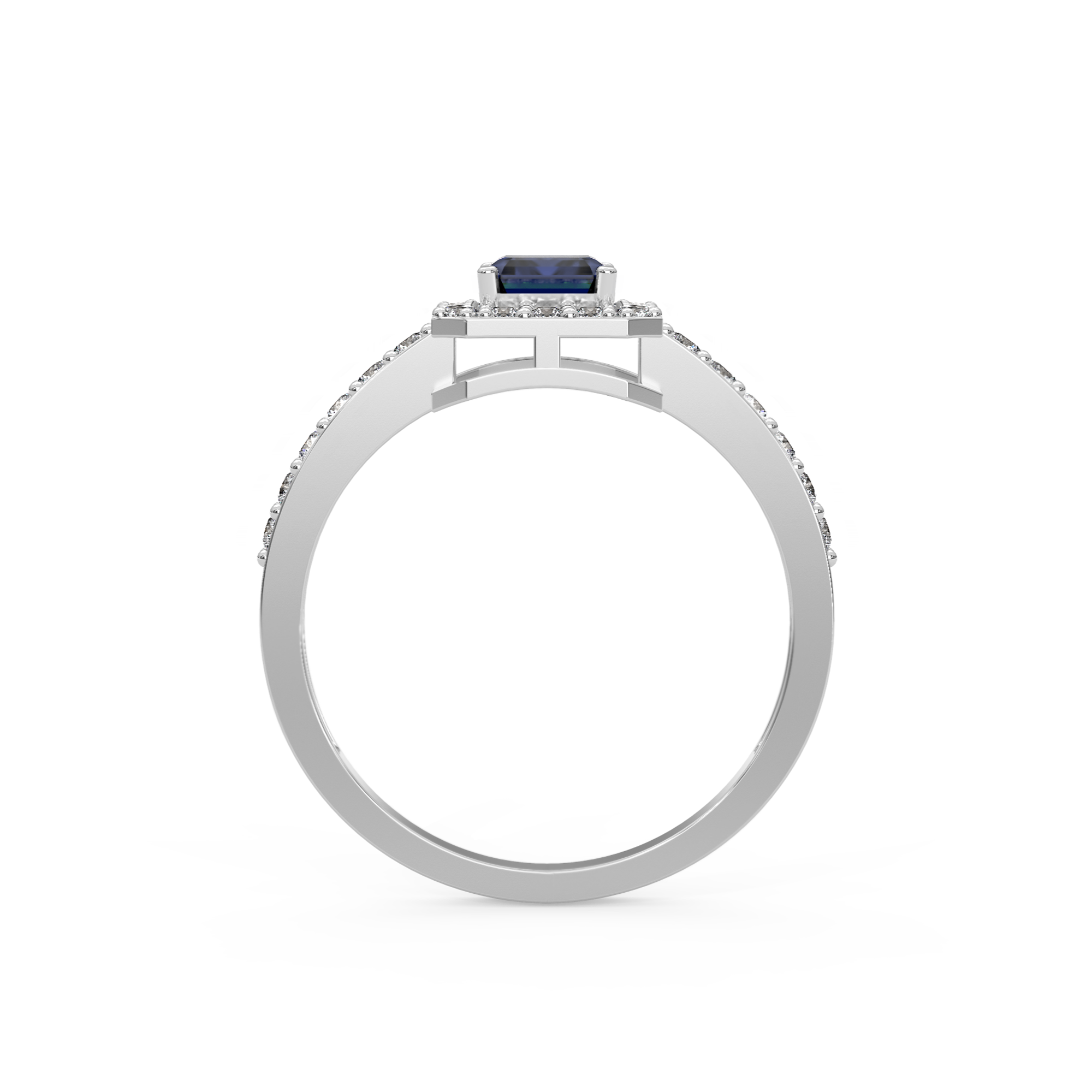 Blue Saphire Diamond Ring Back View