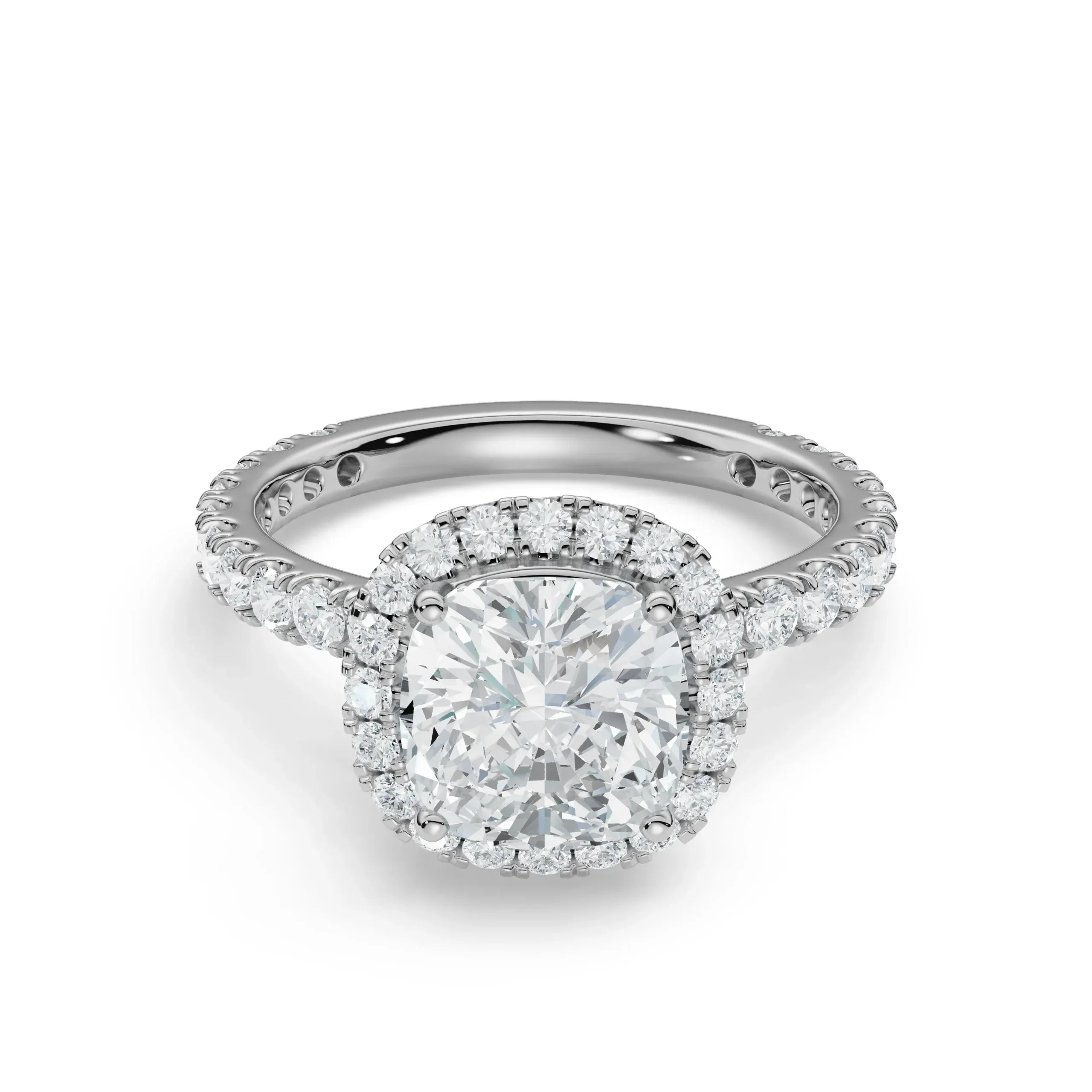 Timeless Cushion Square Engagement Ring Front View in 9KT