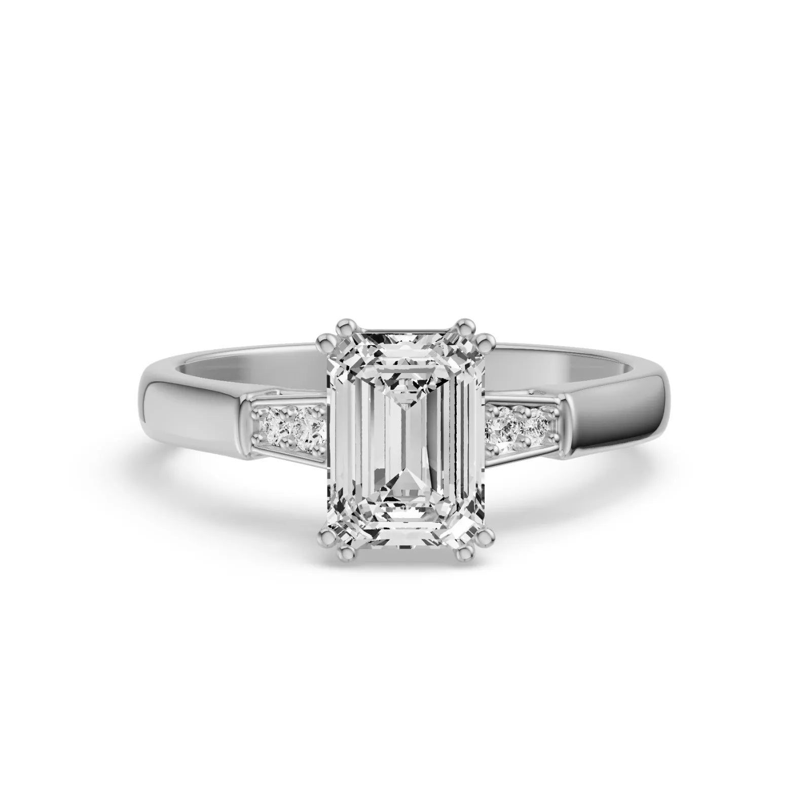 Joey Emerald Diamond Ring Front View in 9KT