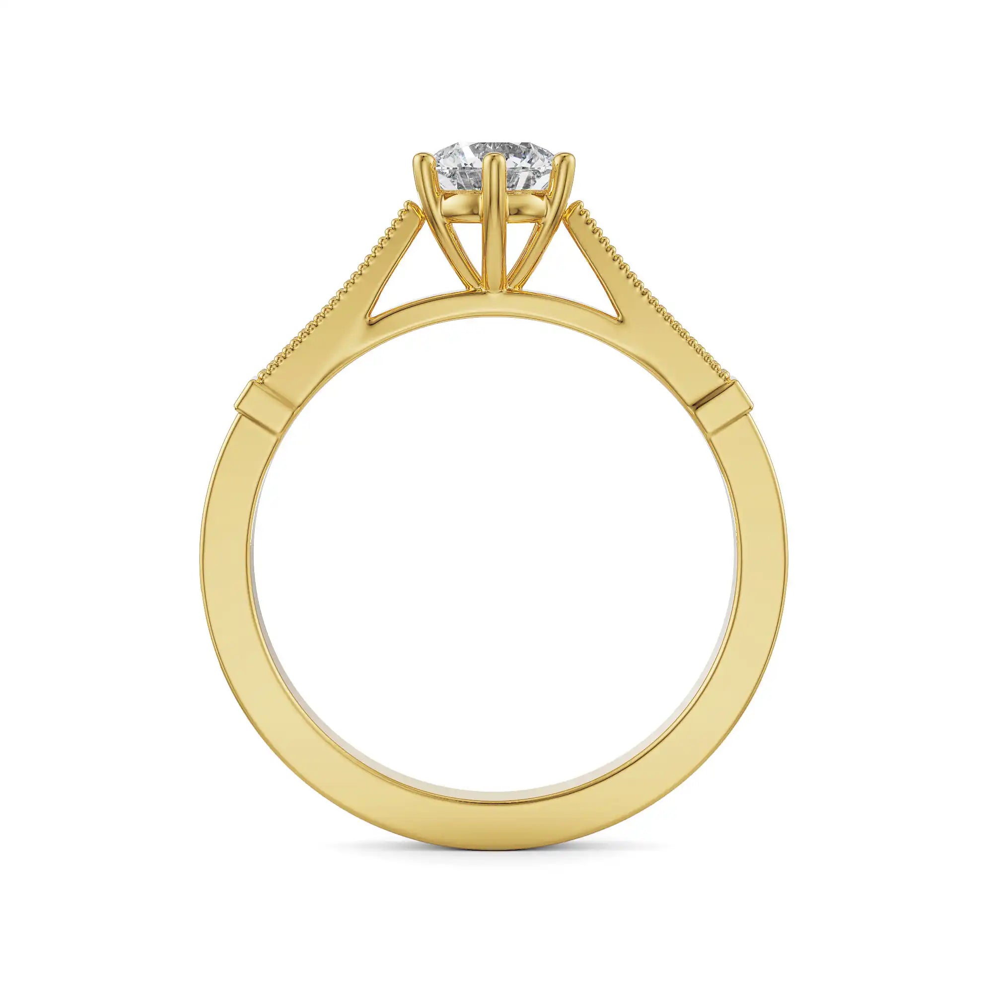 Dainty Round Brilliant Engagement Ring Back View