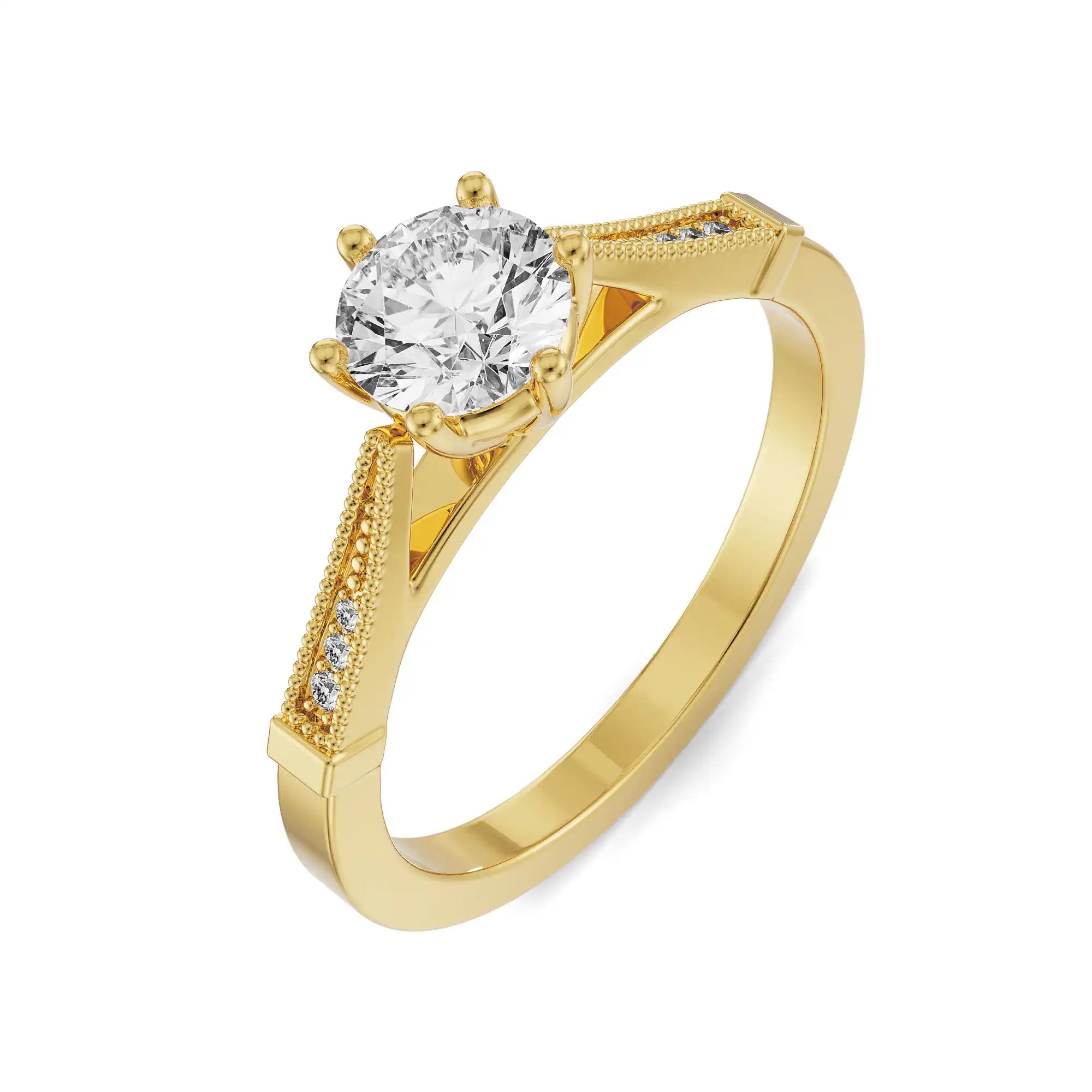 Dainty Round Brilliant Engagement Ring Top View
