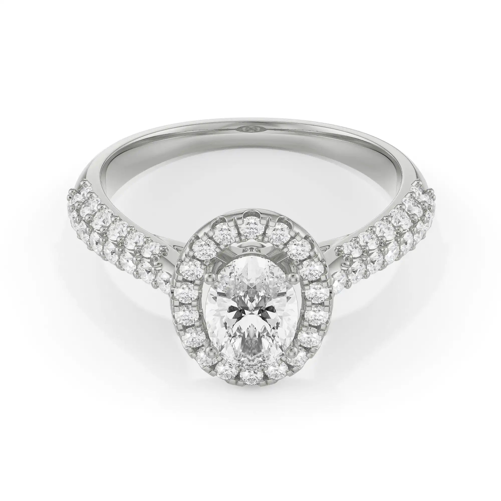 Jessy Oval Halo Ring Front View in 9KT