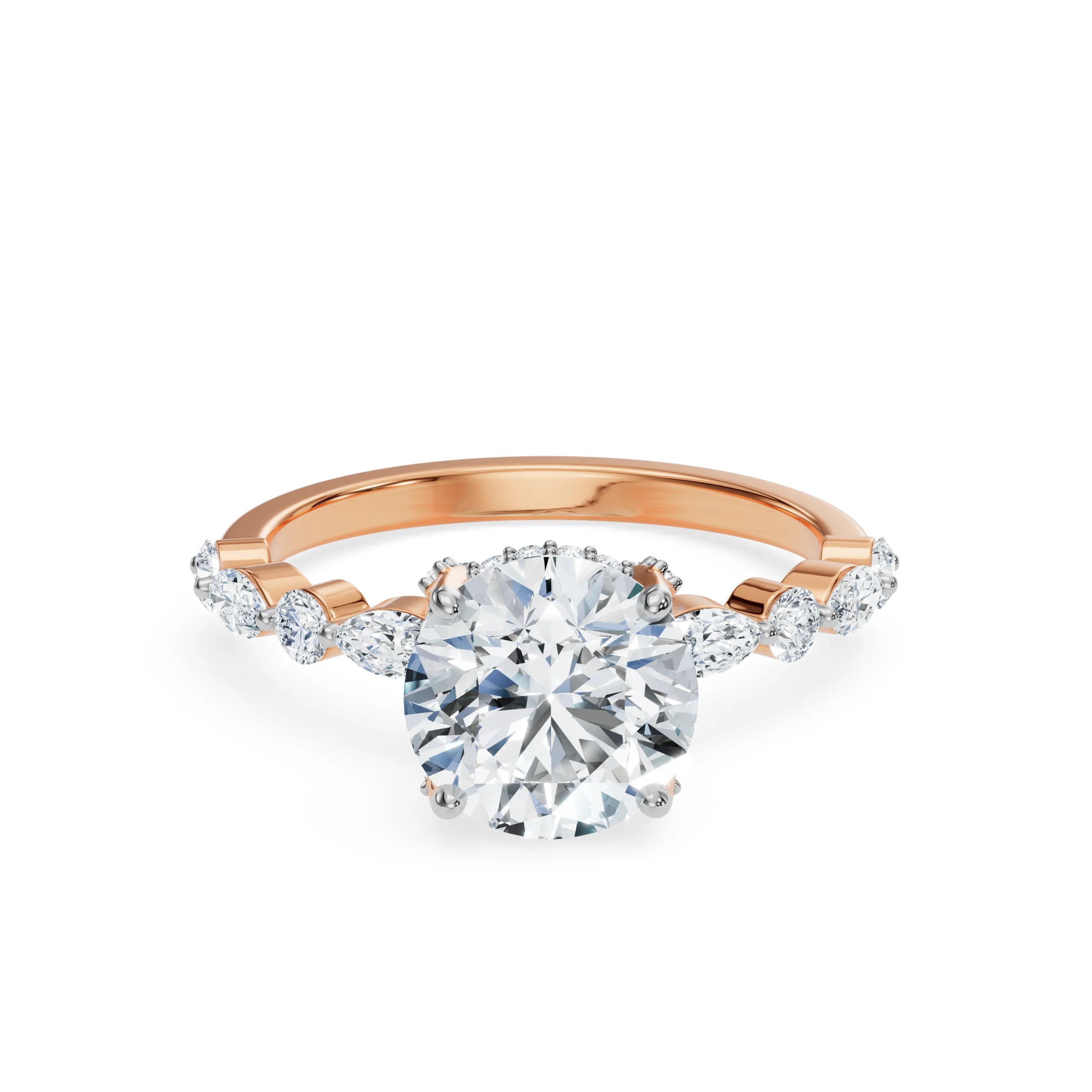 Halo Round Brilliant Diamond Ring Front View