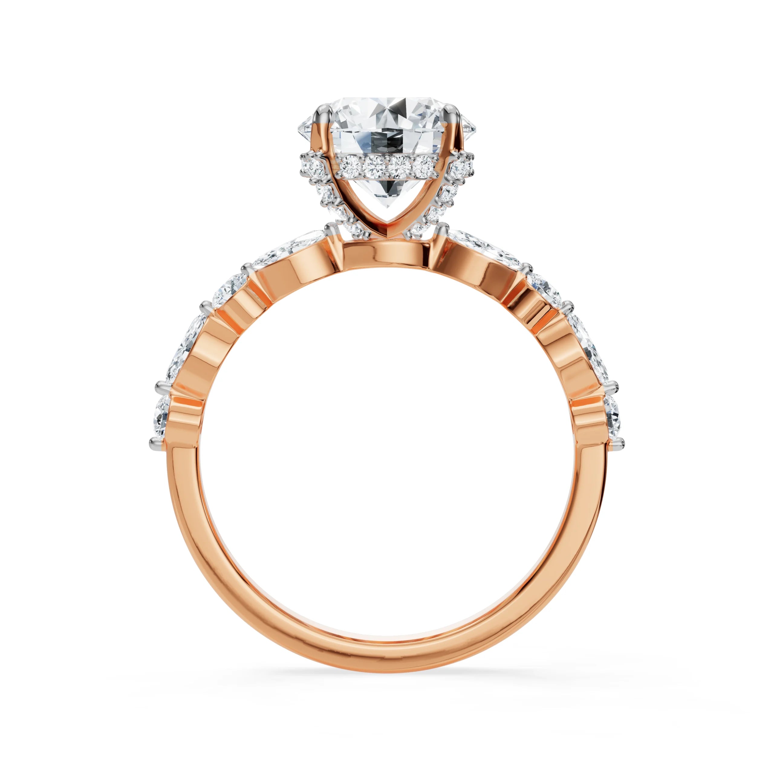 Halo Round Brilliant Diamond Ring Back View