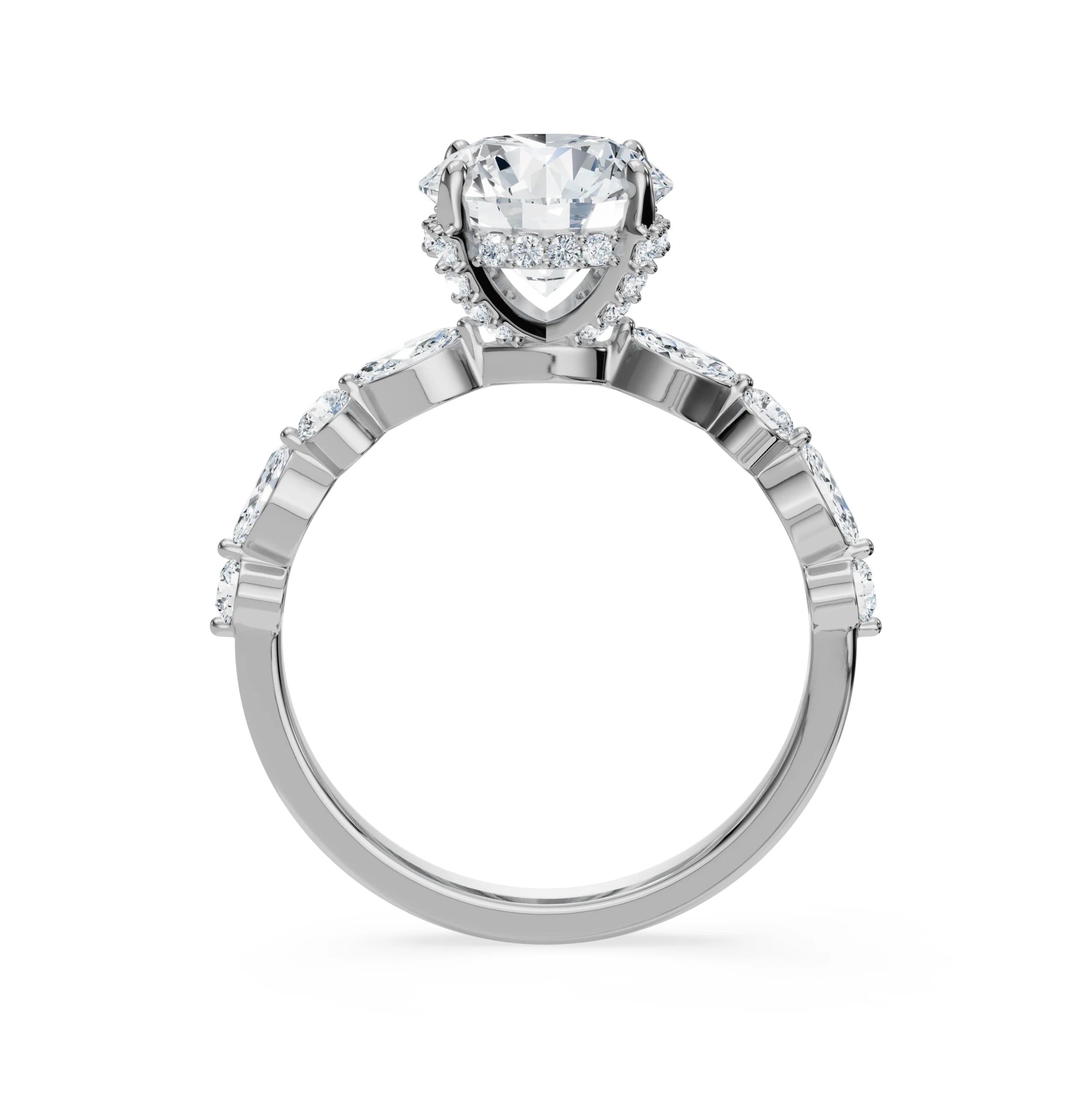 Halo Round Brilliant Diamond Ring Back View