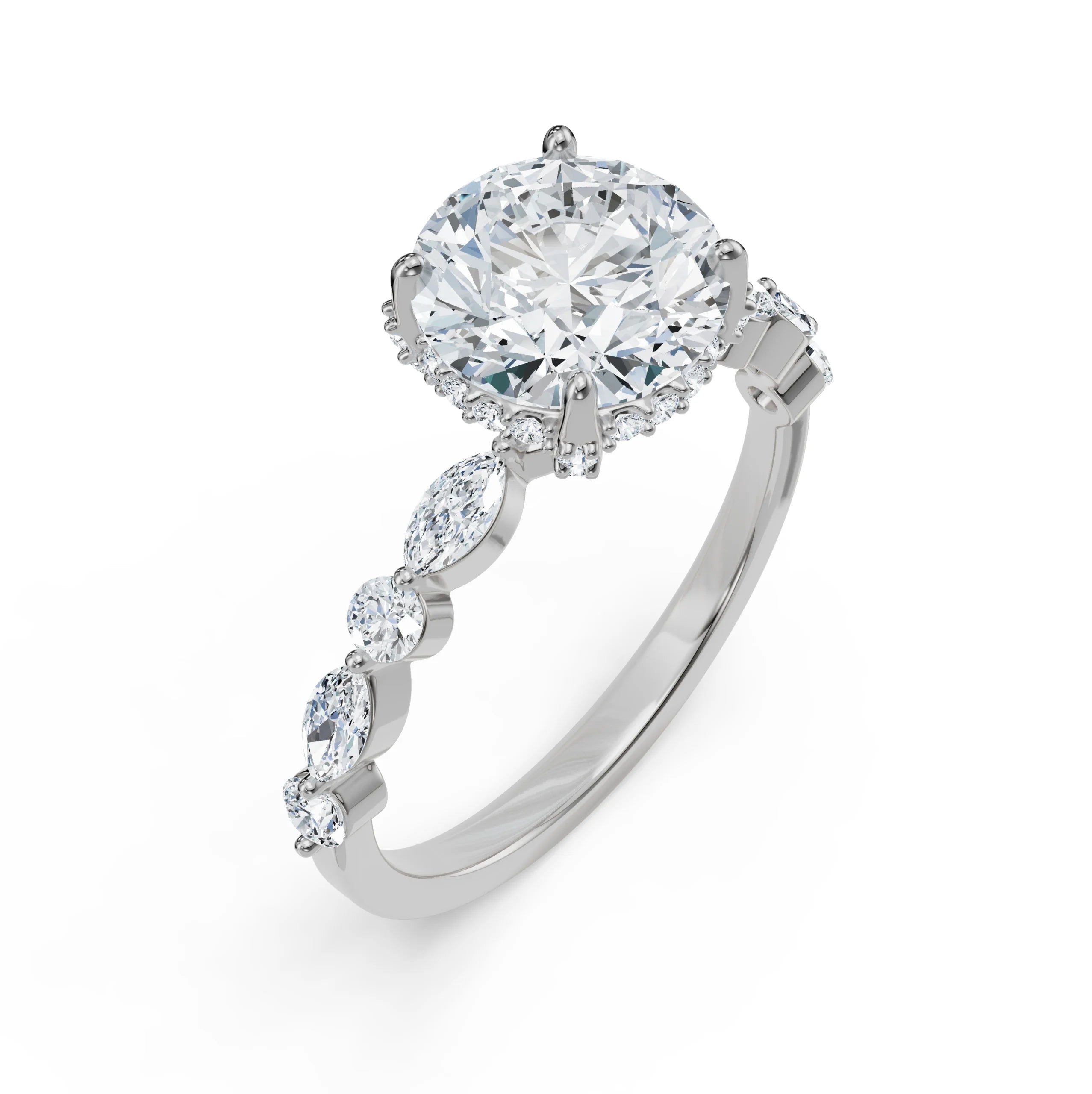 Halo Round Brilliant Diamond Ring Top View