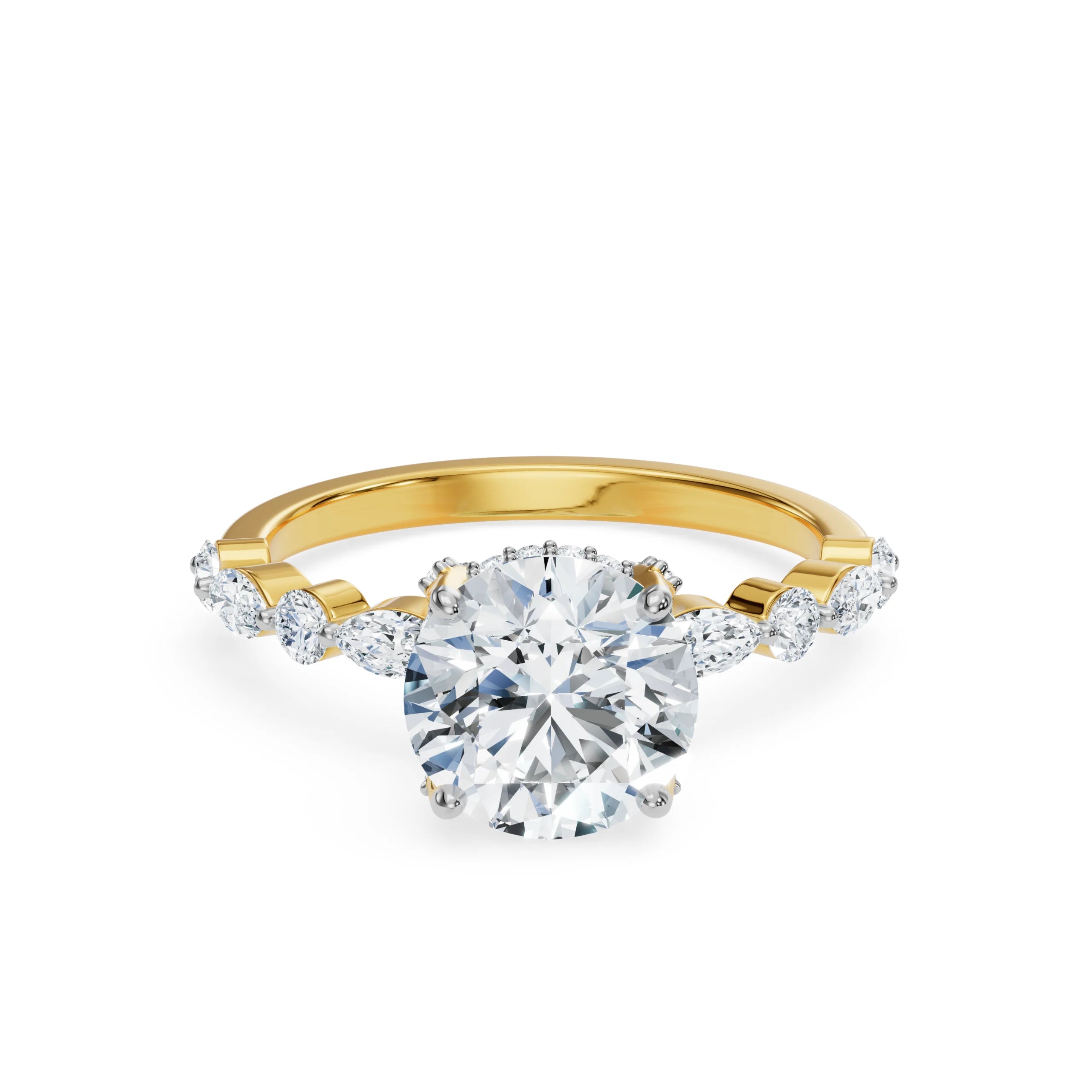 Halo Round Brilliant Diamond Ring Front View