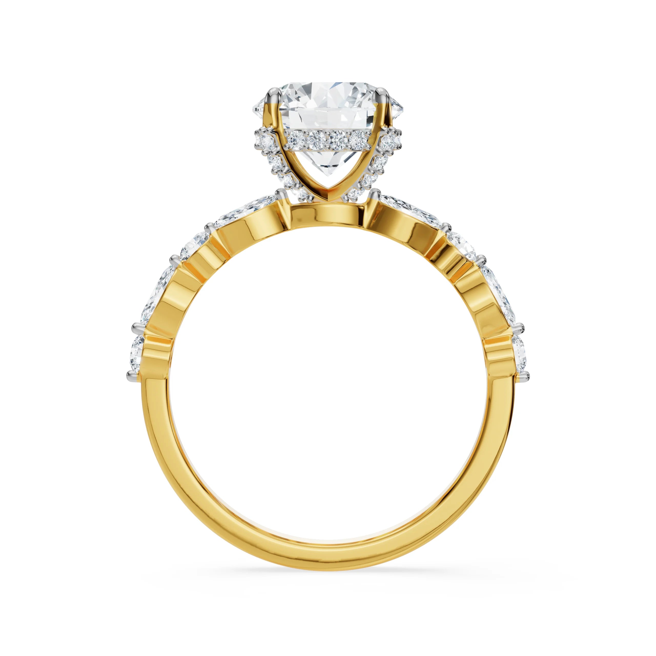 Halo Round Brilliant Diamond Ring Back View