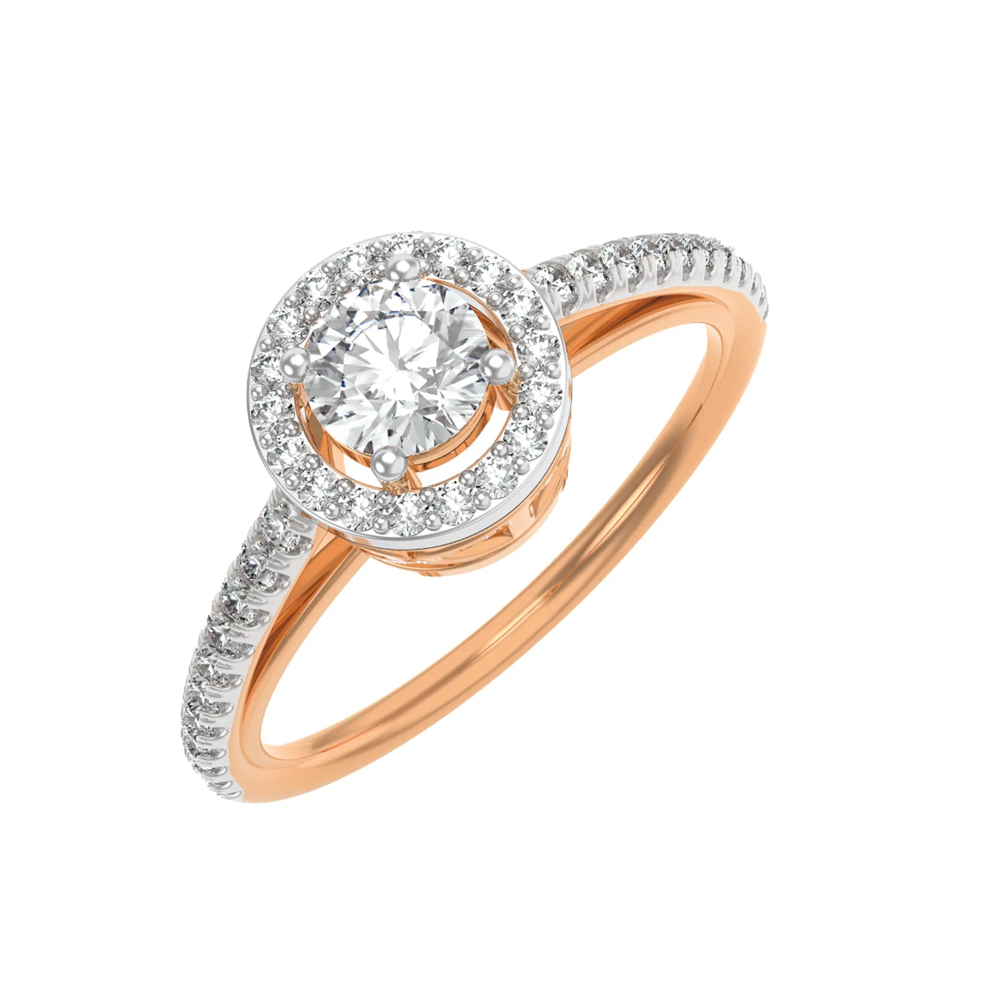 Halo Round Diamond Ring Top View in 9KT