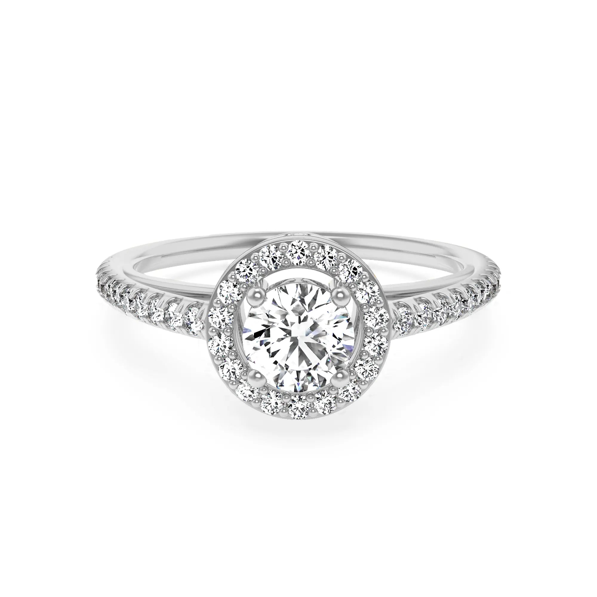 Halo Round Diamond Ring Front View in 9KT