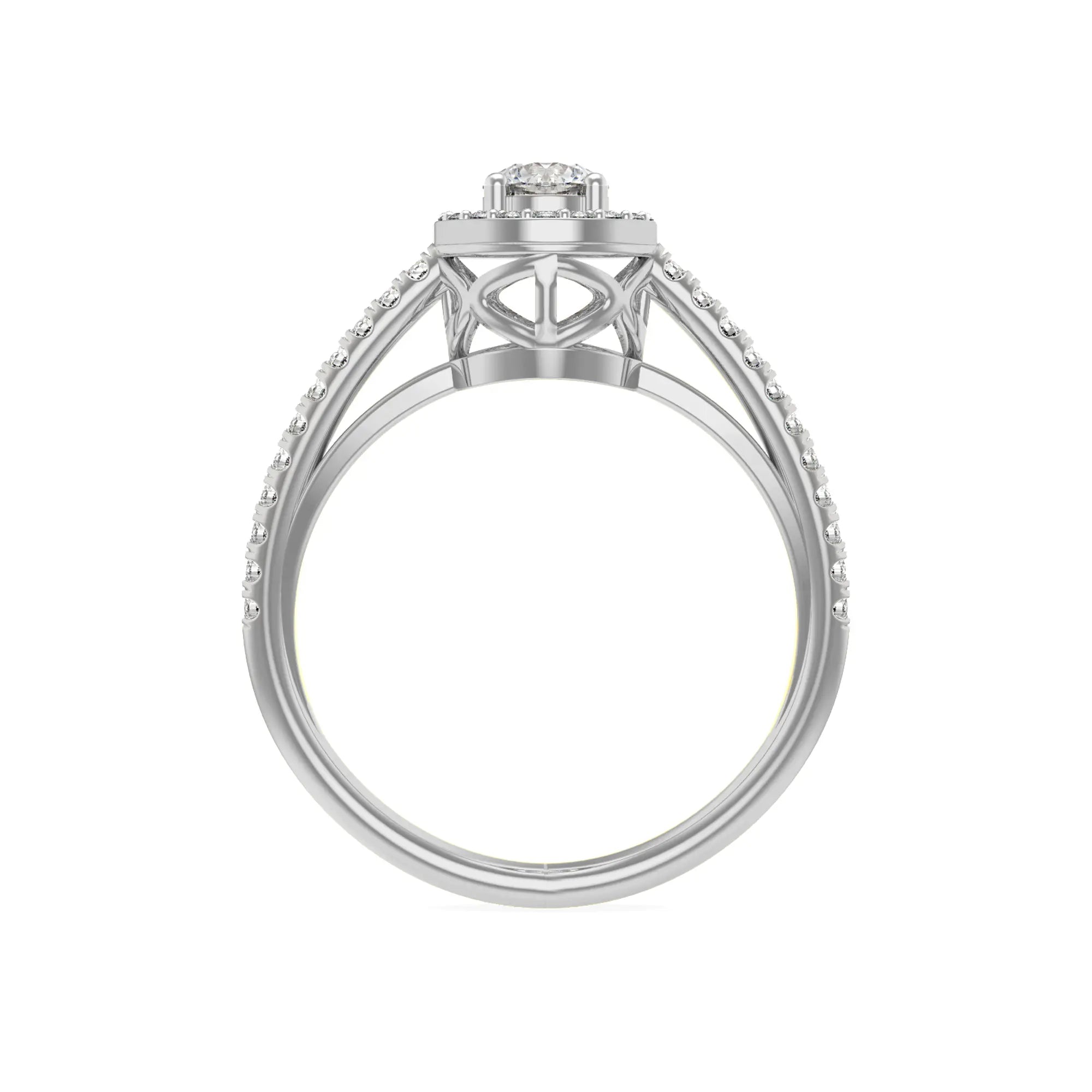 Halo Round Diamond Ring Back View