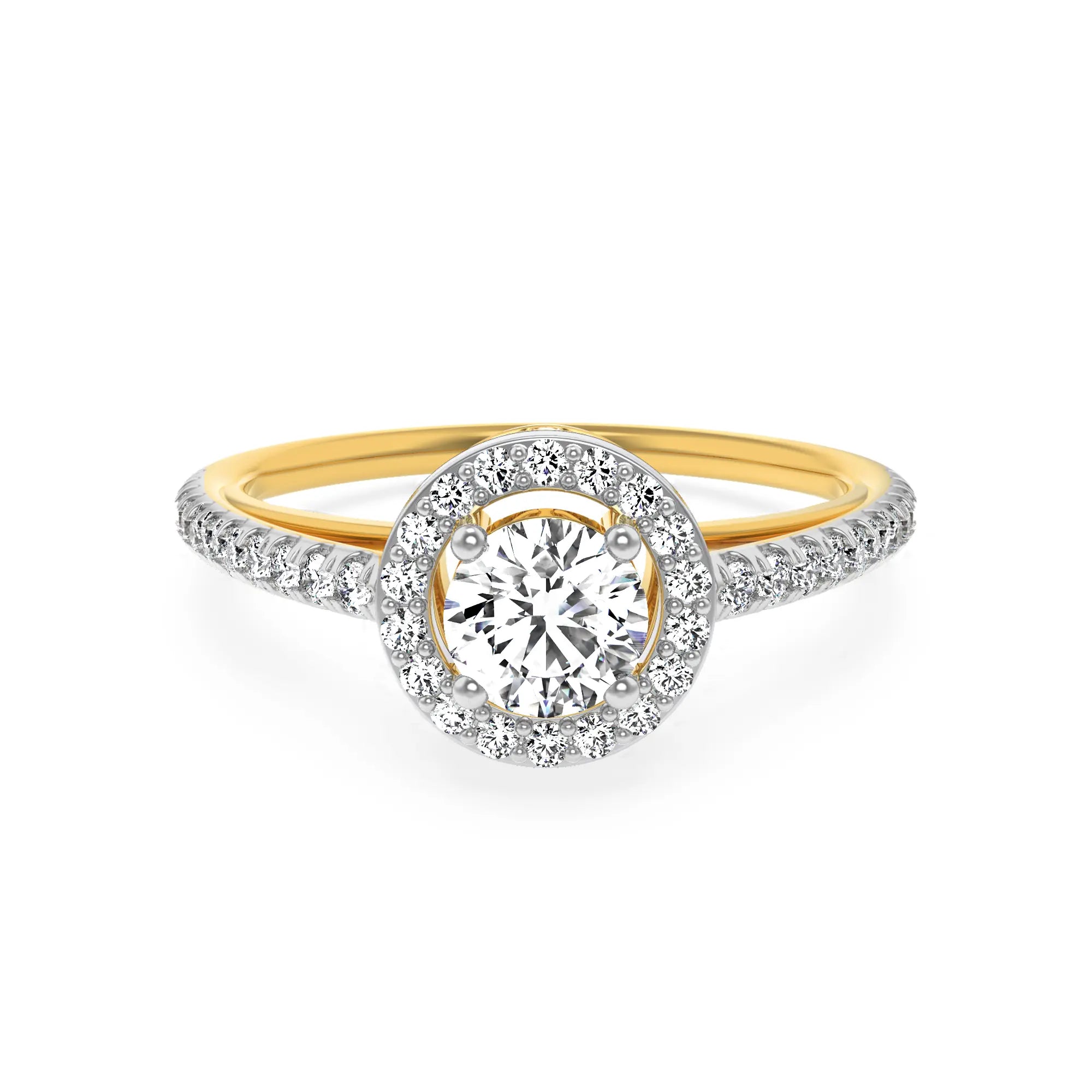 Halo Round Diamond Ring Front view in 9KT