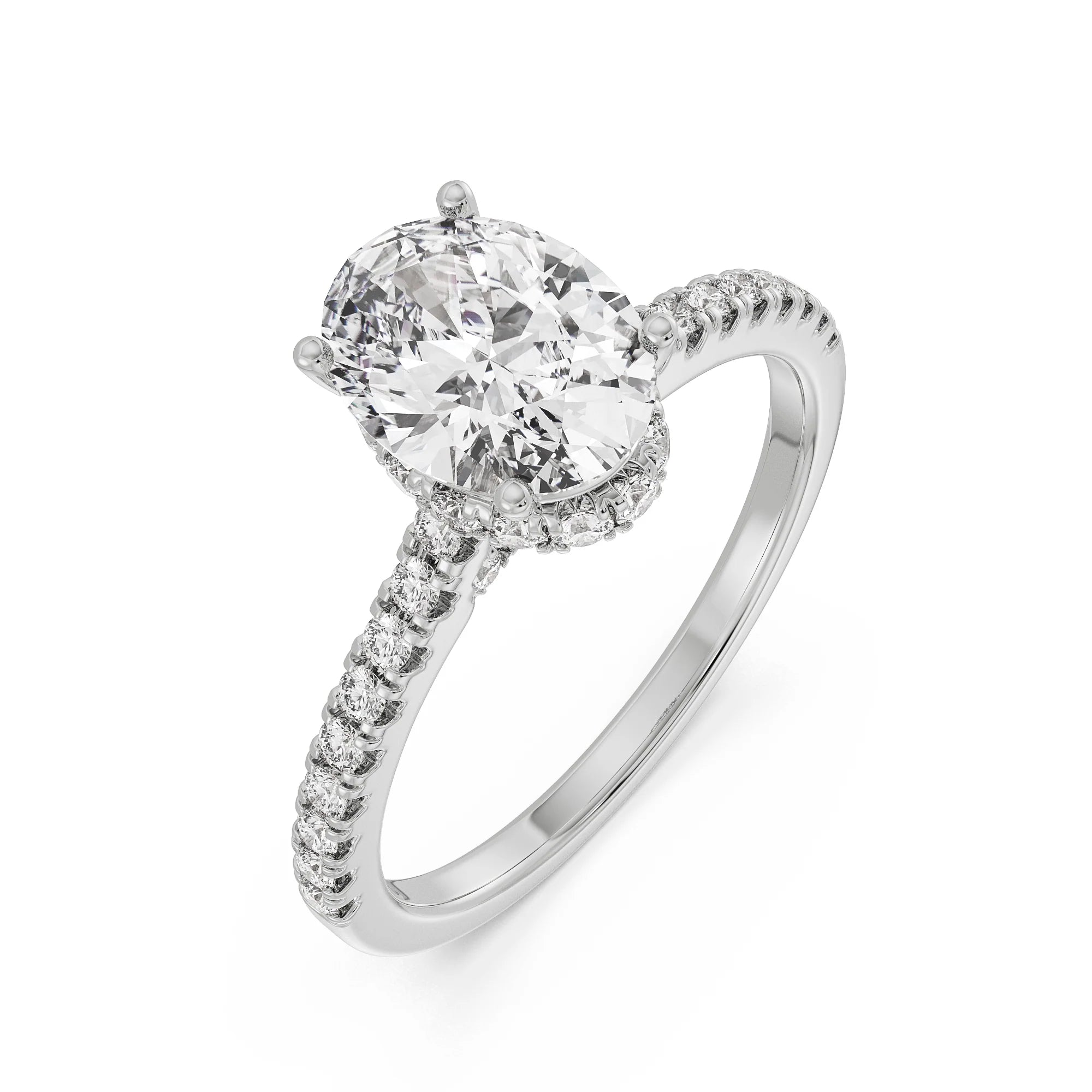 Timeless Oval Diamond Ring Top View in 9KT