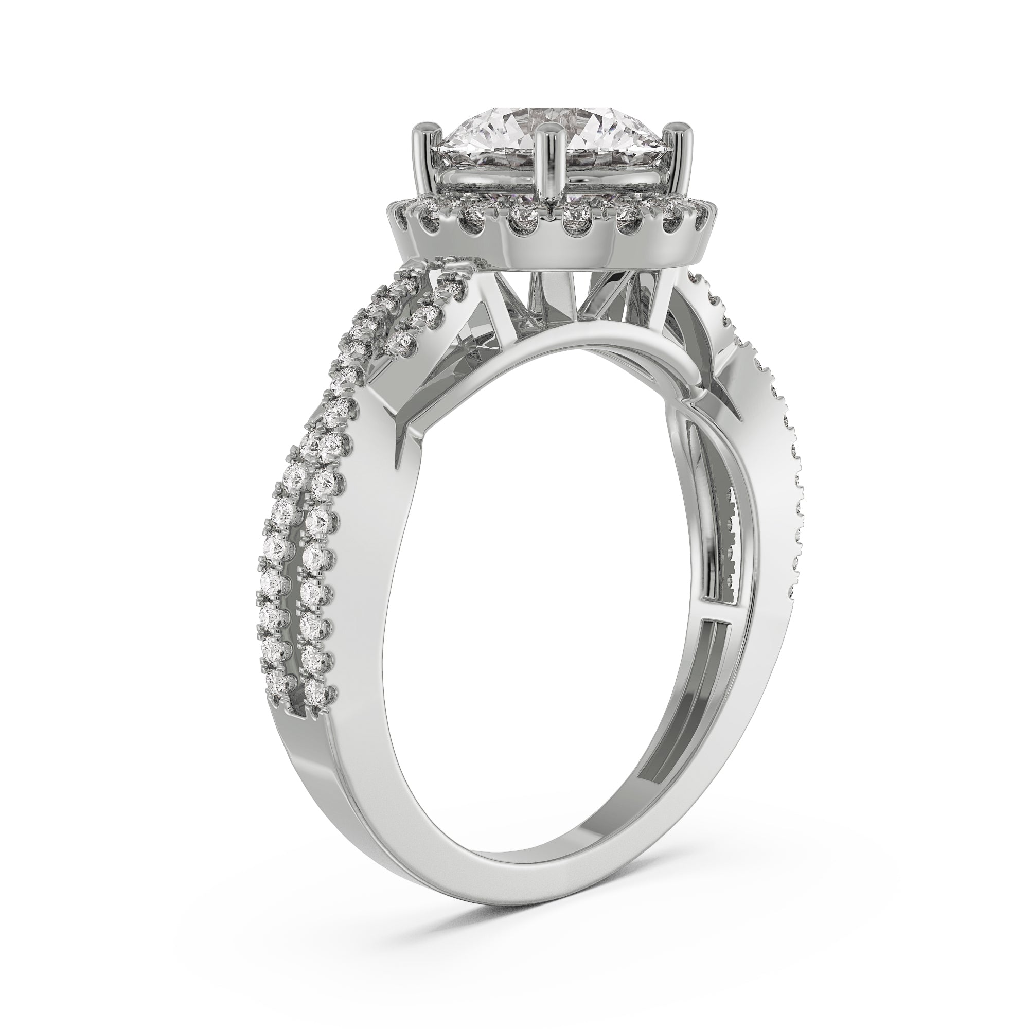 Crossover Halo Eternity Diamond Ring Side View