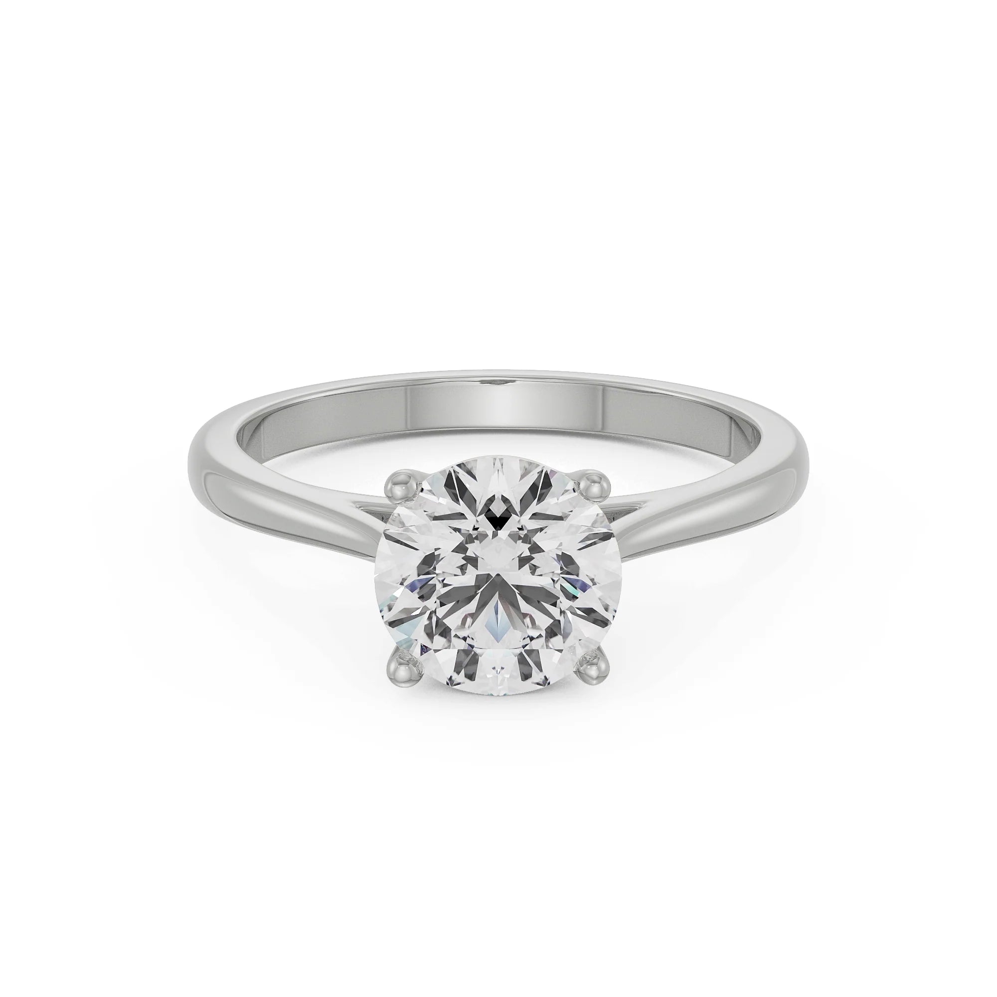 Round Diamond Engagement Ring Front View in 9KT