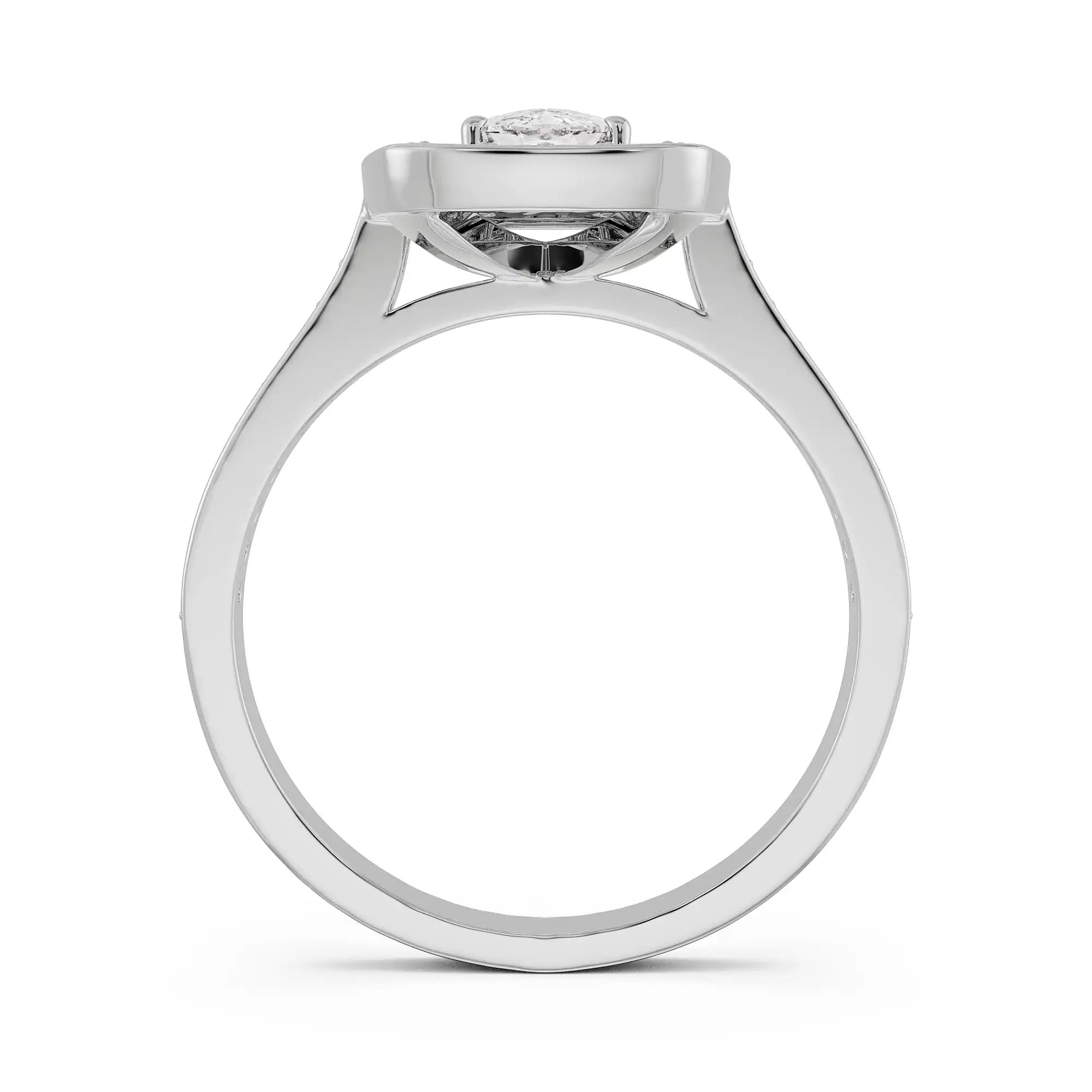 Cushion Halo Solitaire Diamond Ring Back View