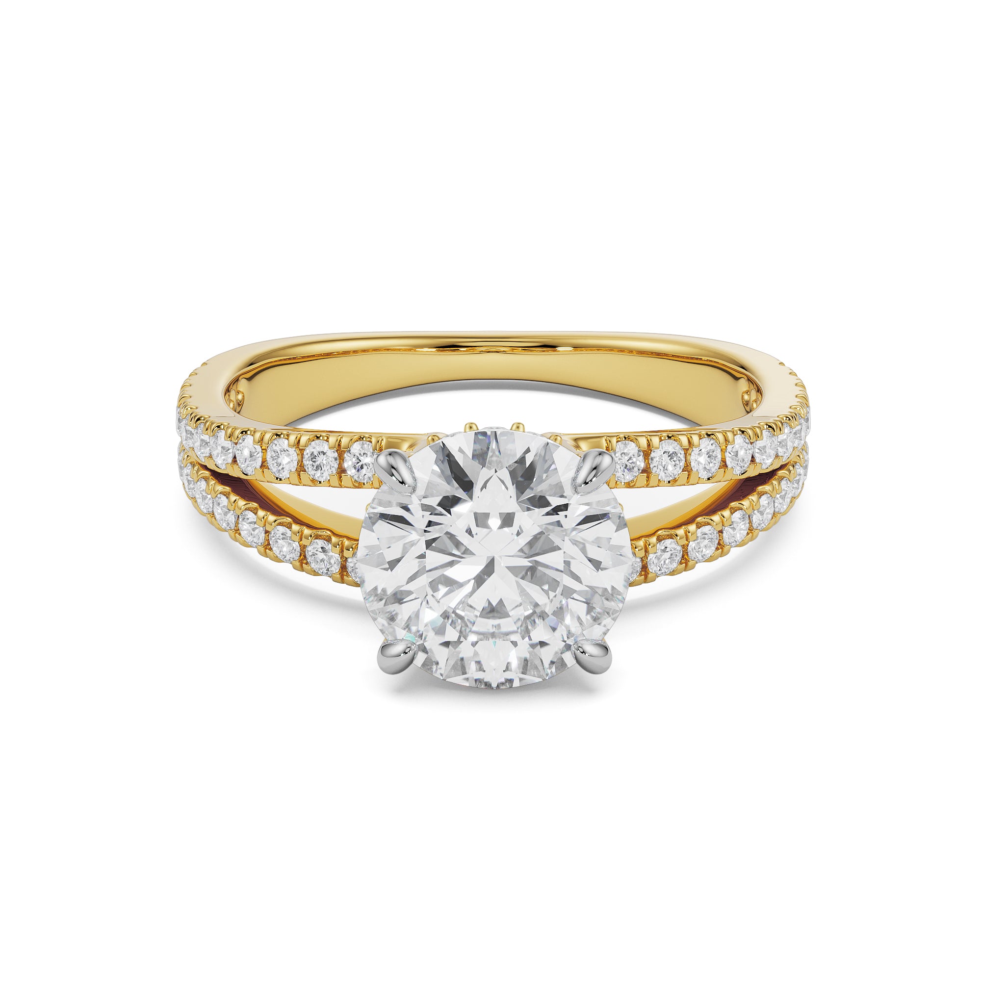 Split Band Round Engagement Ring Front View