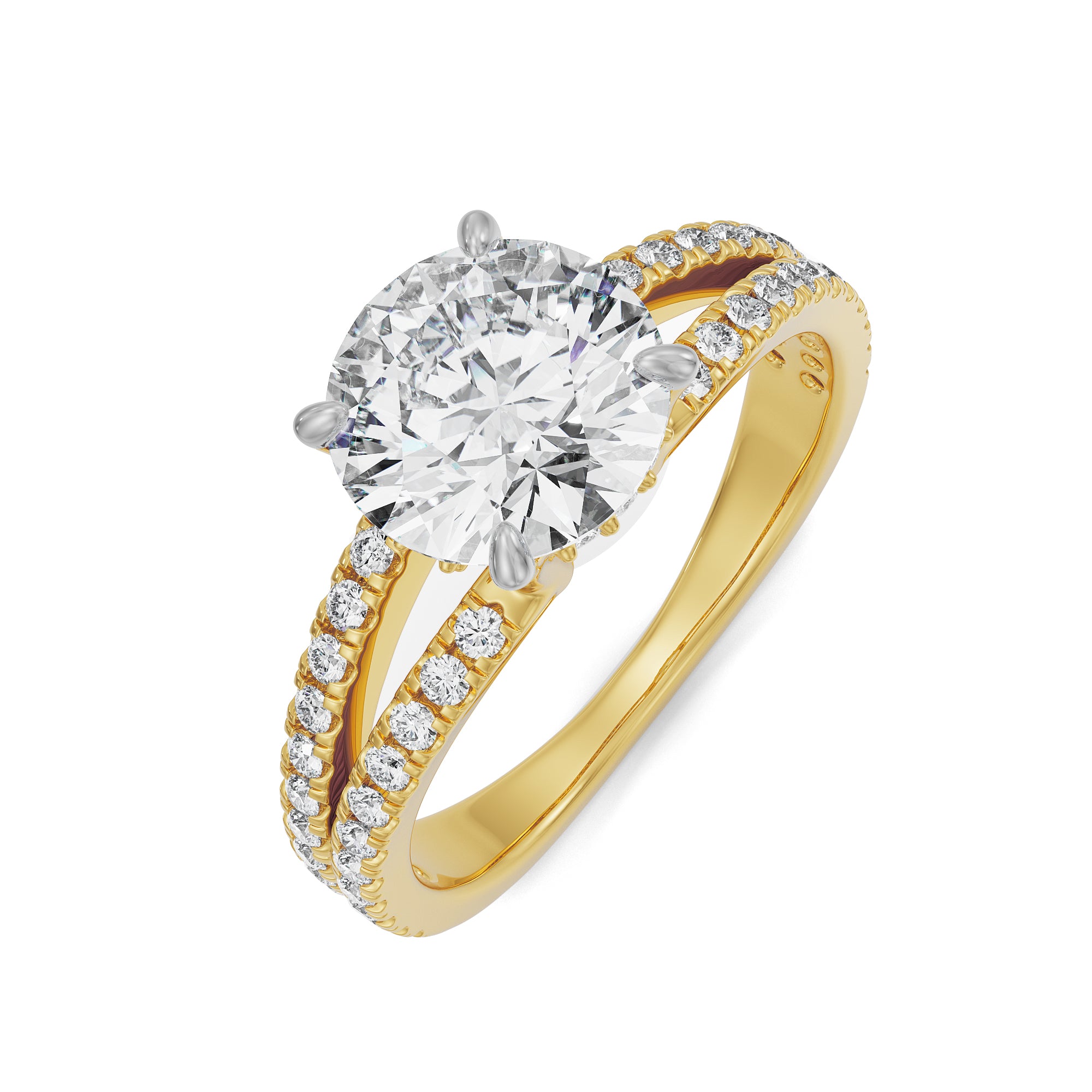 Split Band Round Engagement Ring Top View