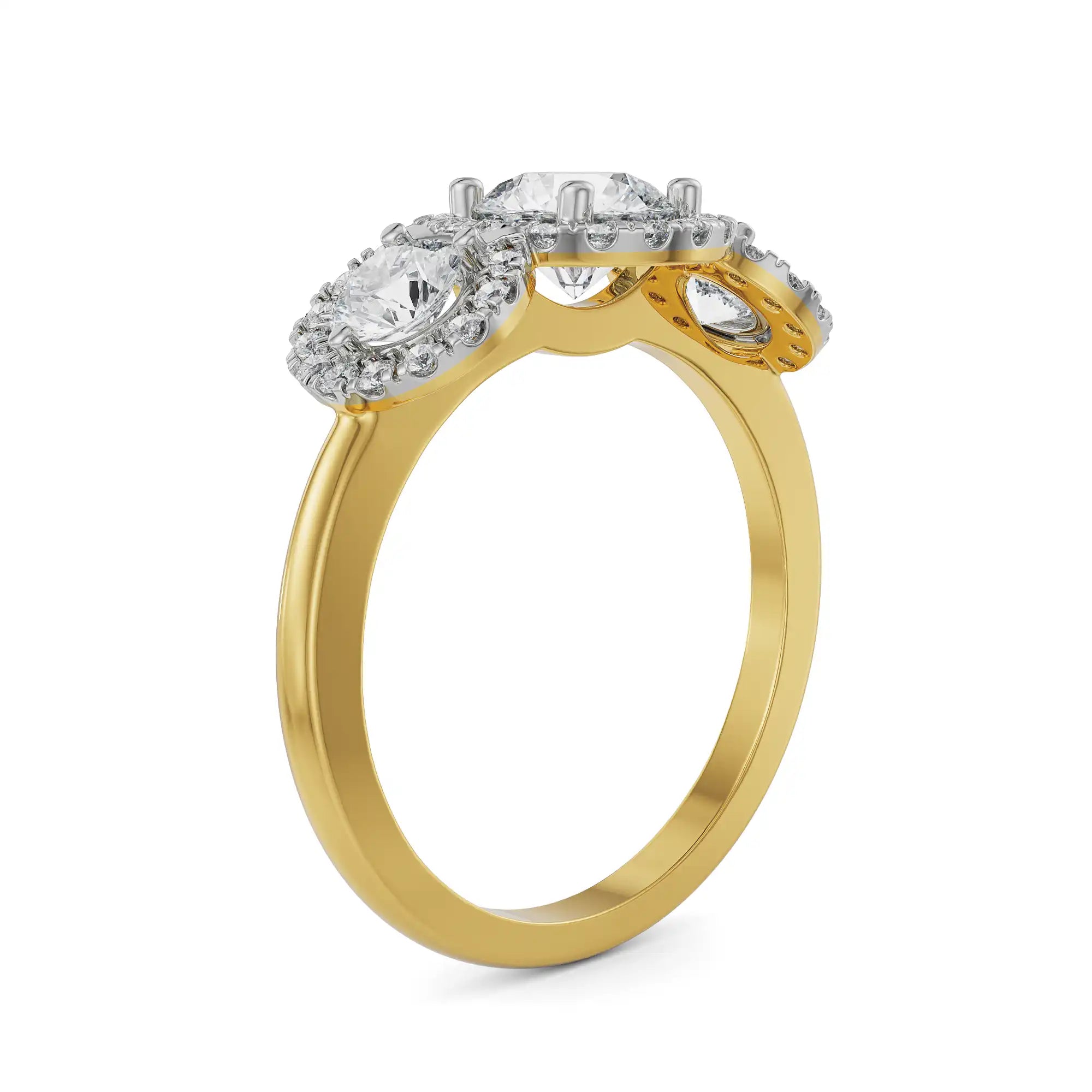 Trio Round Brilliant Engagement Ring Side View